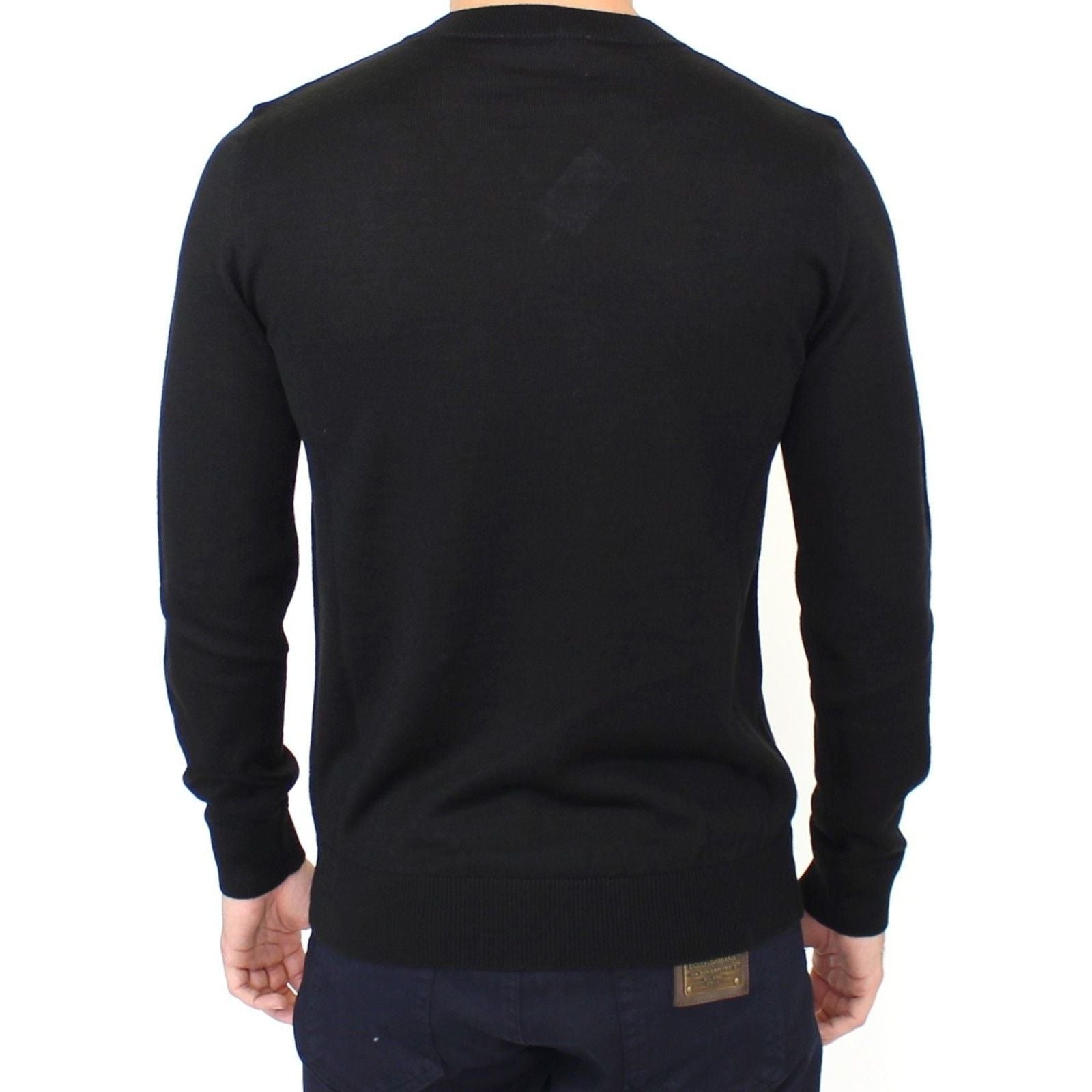 Ermanno Scervino Black Wool Blend V-Neck Sweater