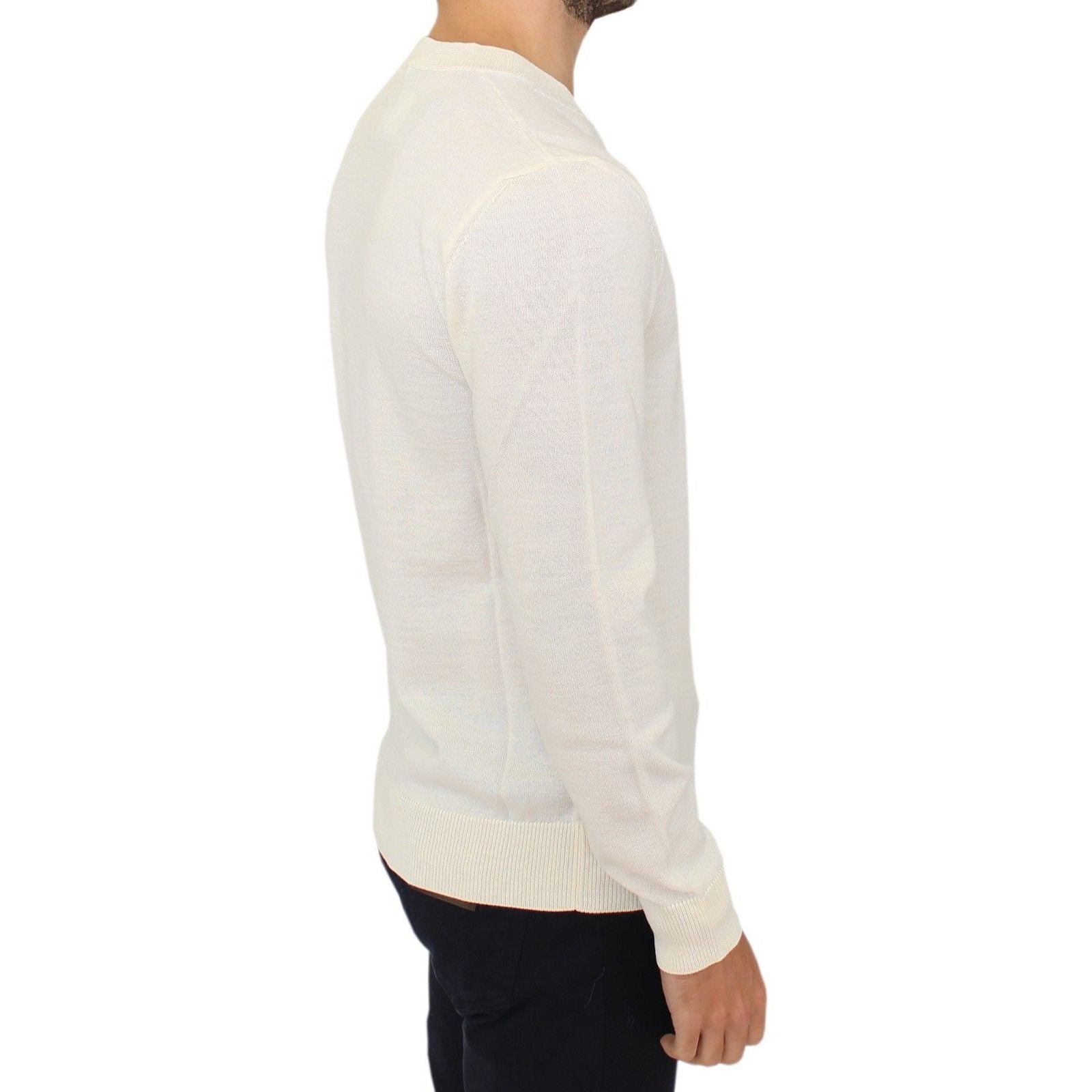 Ermanno Scervino Off-White Wool Blend V-Neck Pullover