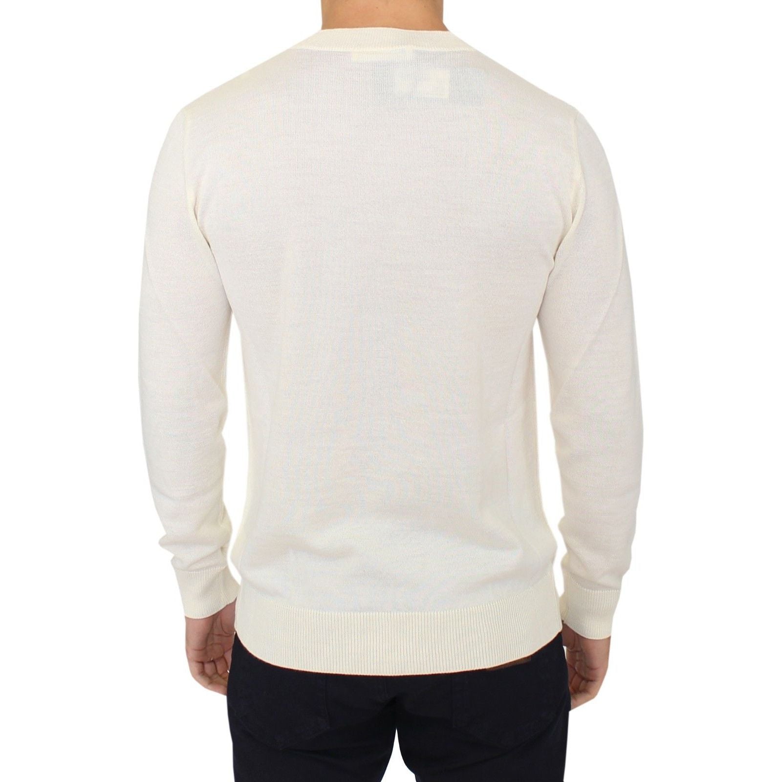 Ermanno Scervino Off-White Wool Blend V-Neck Pullover