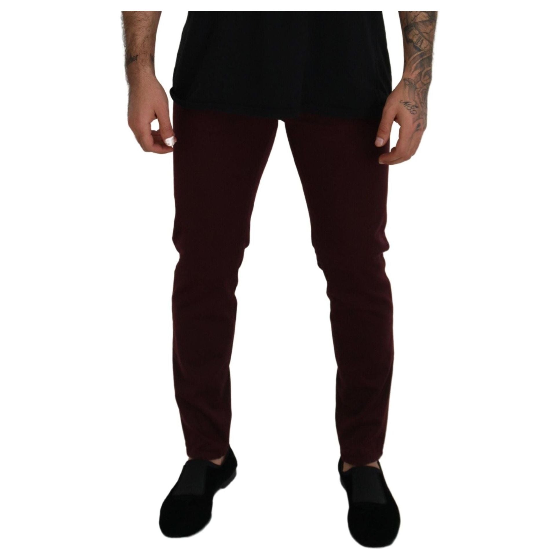 Dolce & Gabbana Bordeaux Cotton Slim Fit Jeans - Italian Luxury