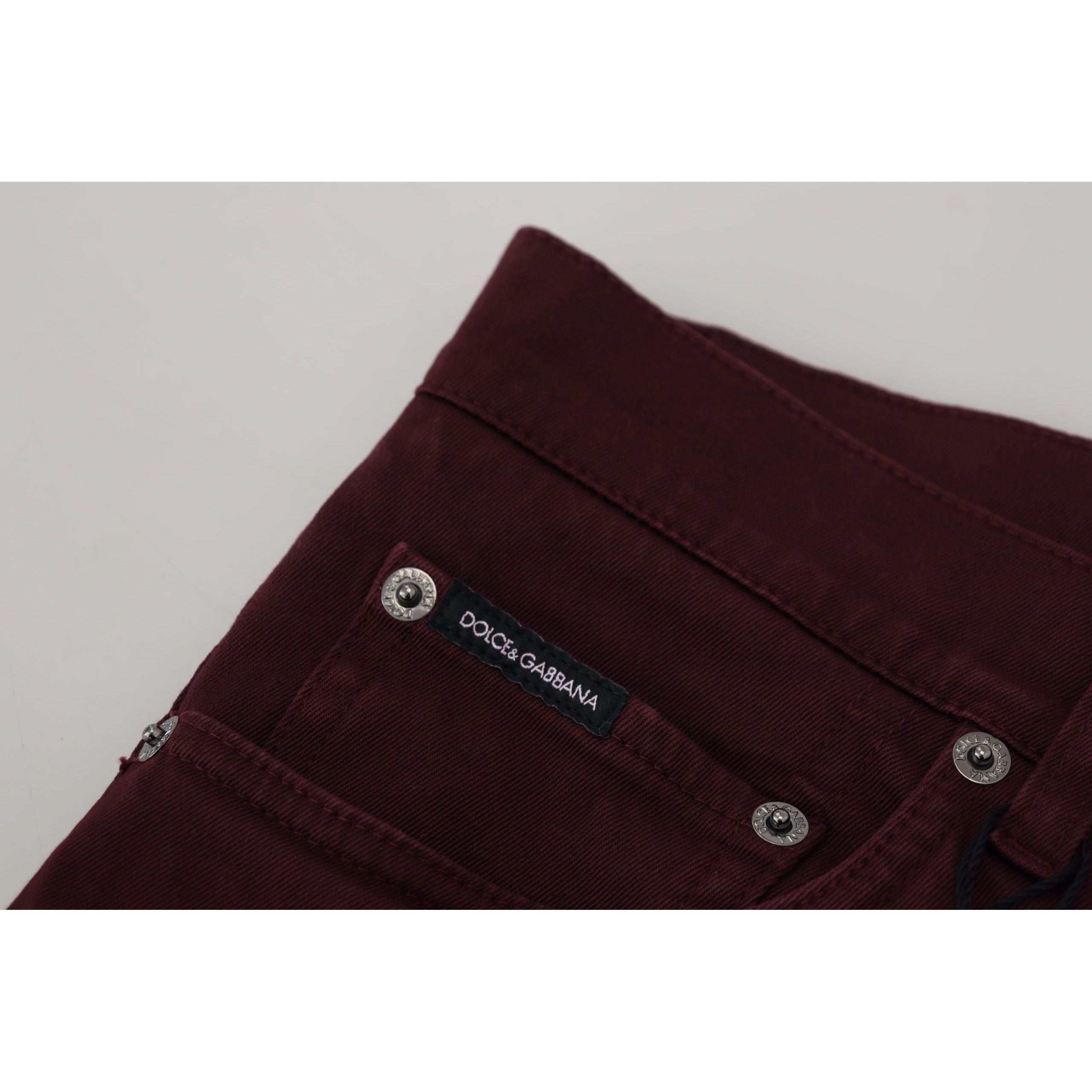 Dolce & Gabbana Bordeaux Cotton Slim Fit Jeans - Italian Luxury