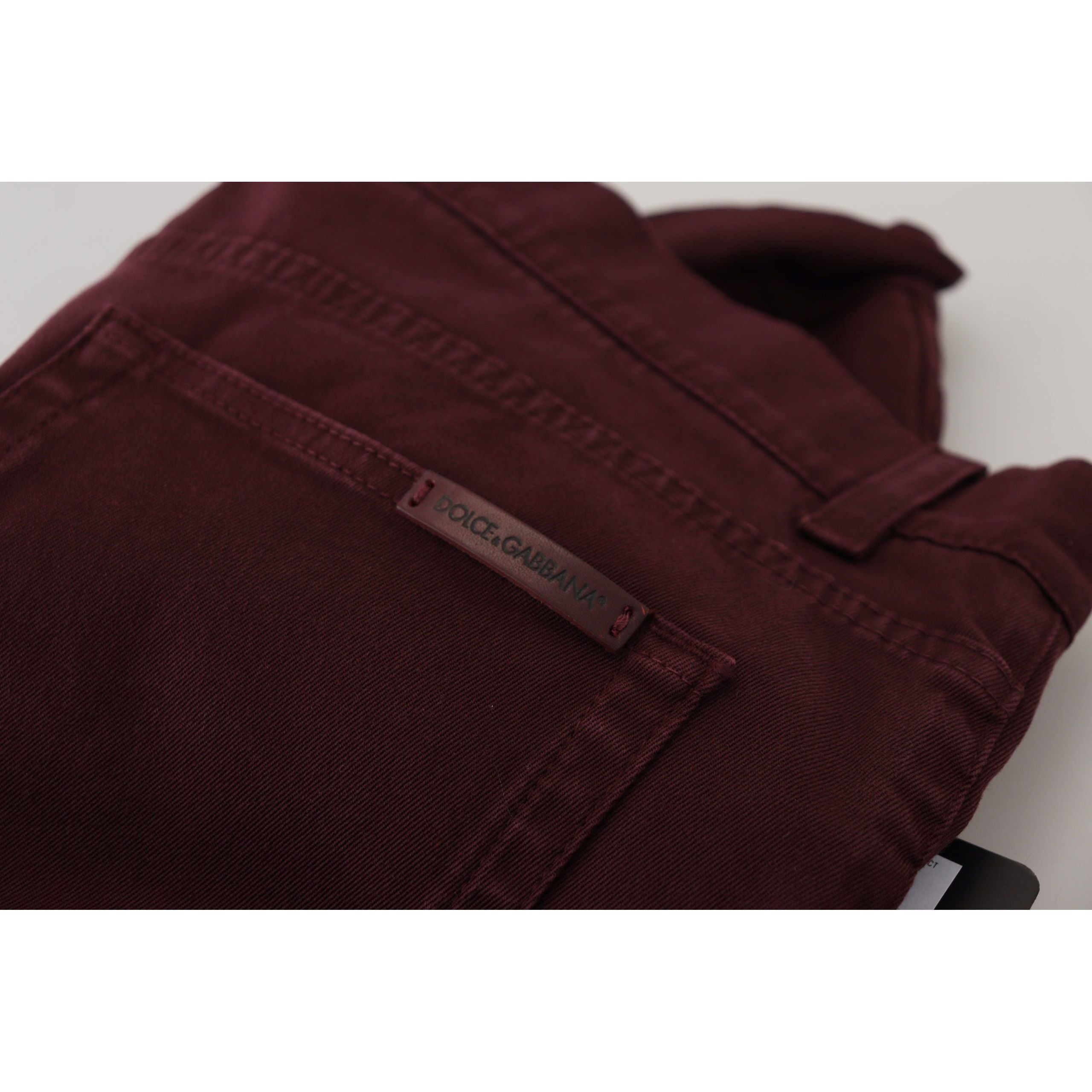 Dolce & Gabbana Bordeaux Cotton Slim Fit Jeans - Italian Luxury
