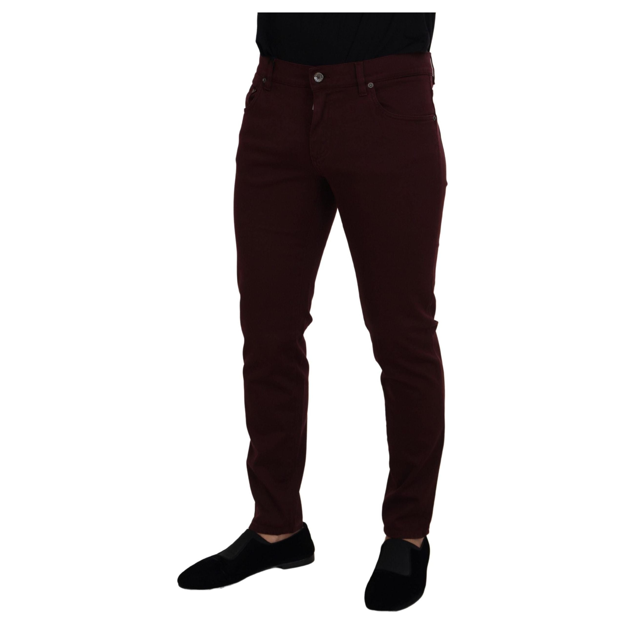 Dolce & Gabbana Bordeaux Cotton Slim Fit Jeans - Italian Luxury