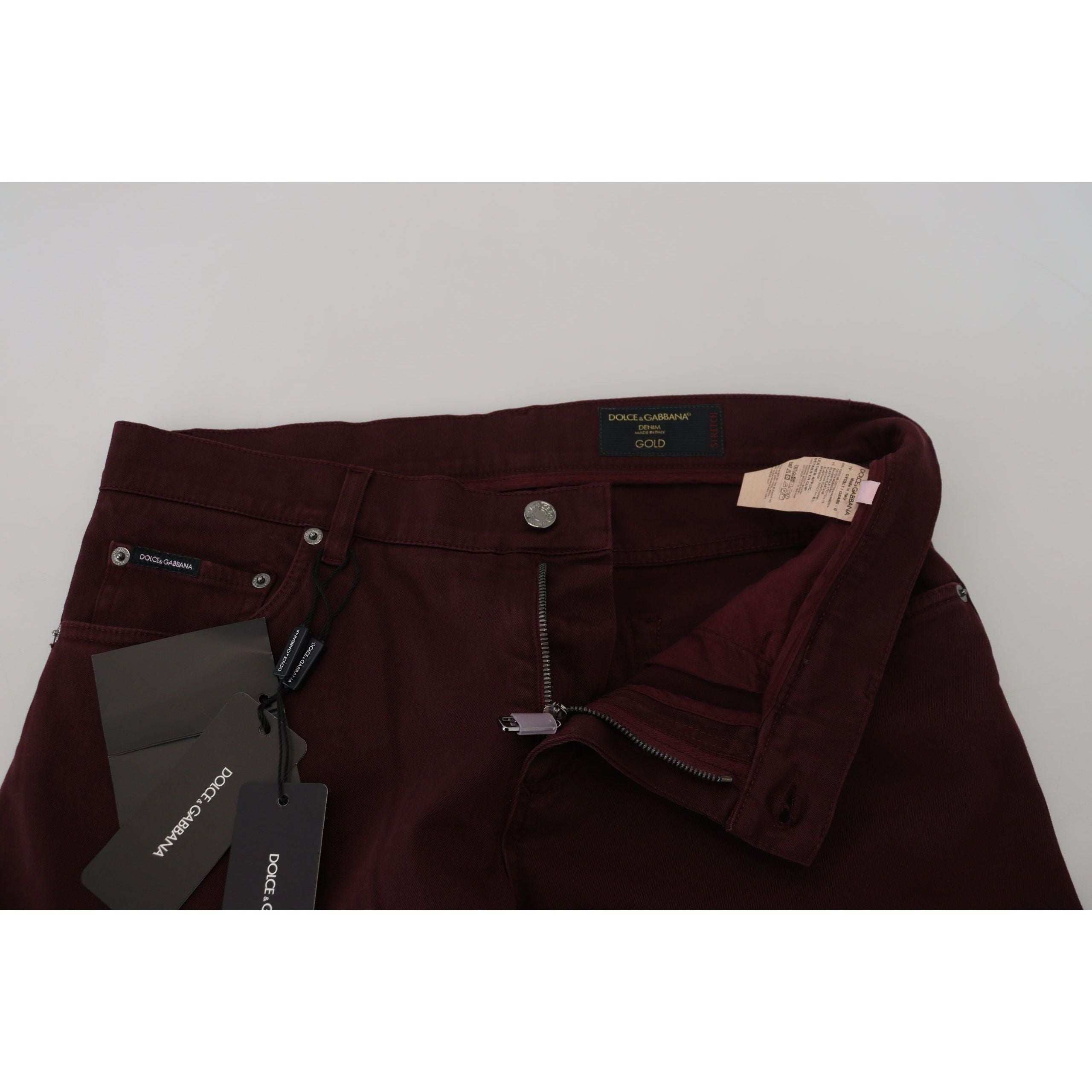 Dolce & Gabbana Bordeaux Cotton Slim Fit Jeans - Italian Luxury