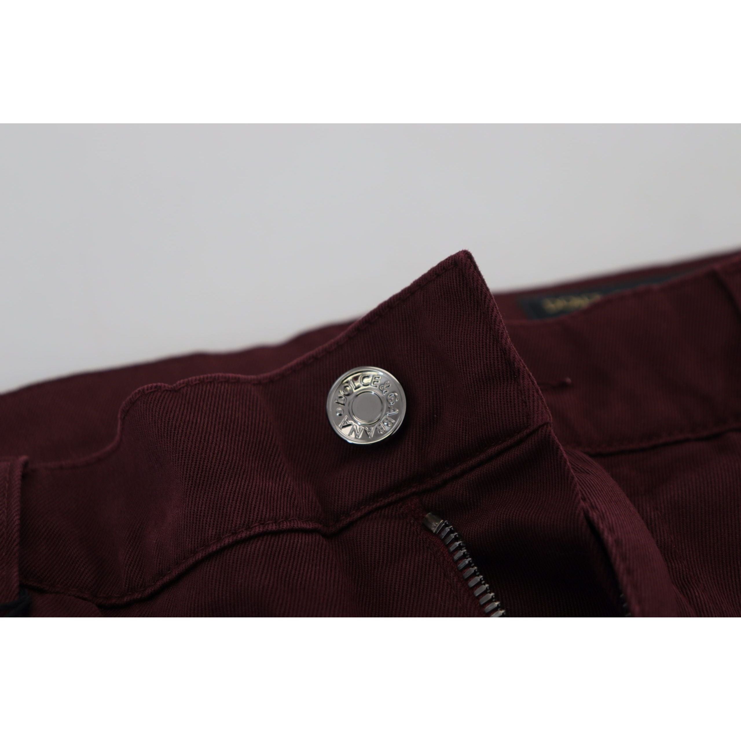 Dolce & Gabbana Bordeaux Cotton Slim Fit Jeans - Italian Luxury