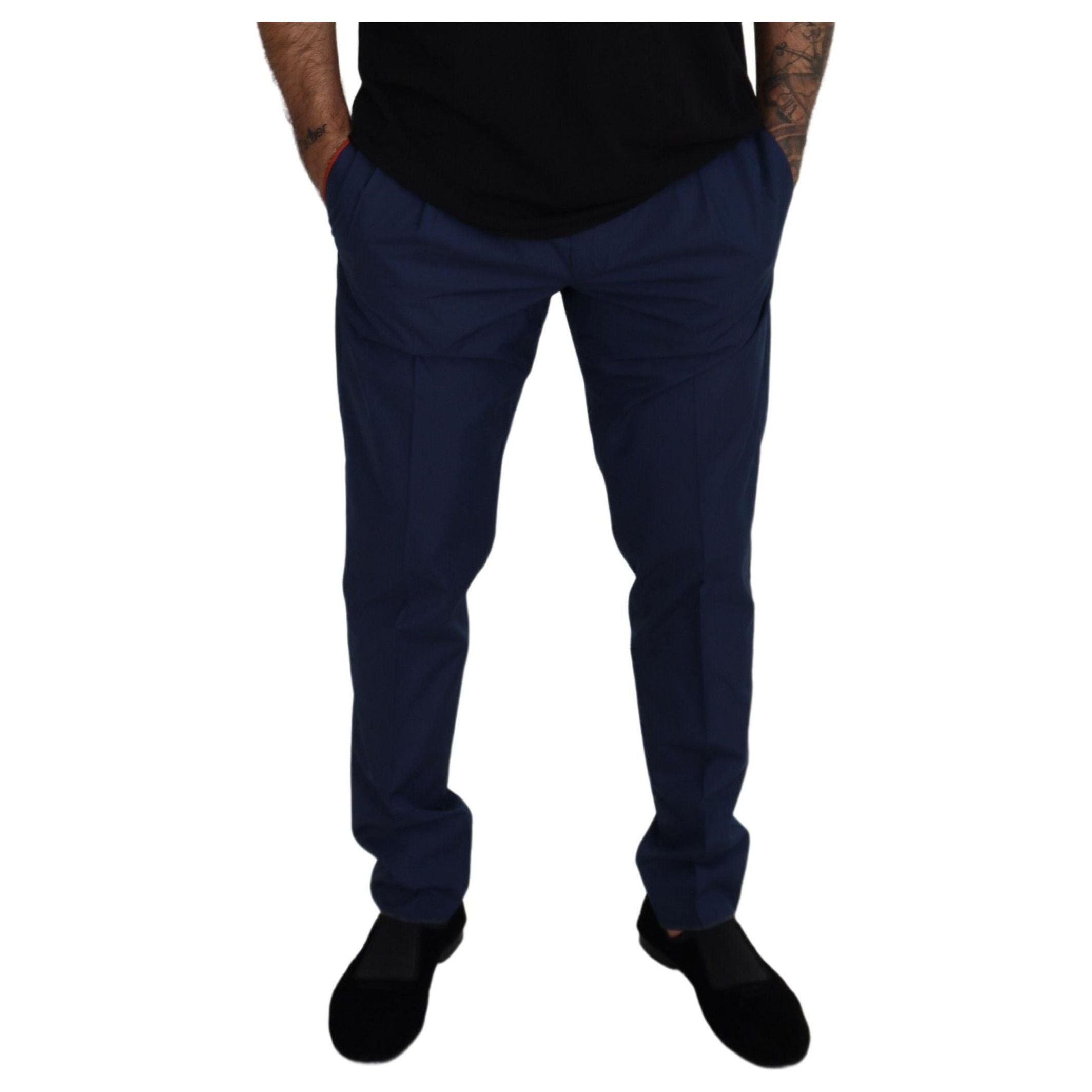 Dolce & Gabbana Elegant Slim Fit Chinos in Blue Silk Blend