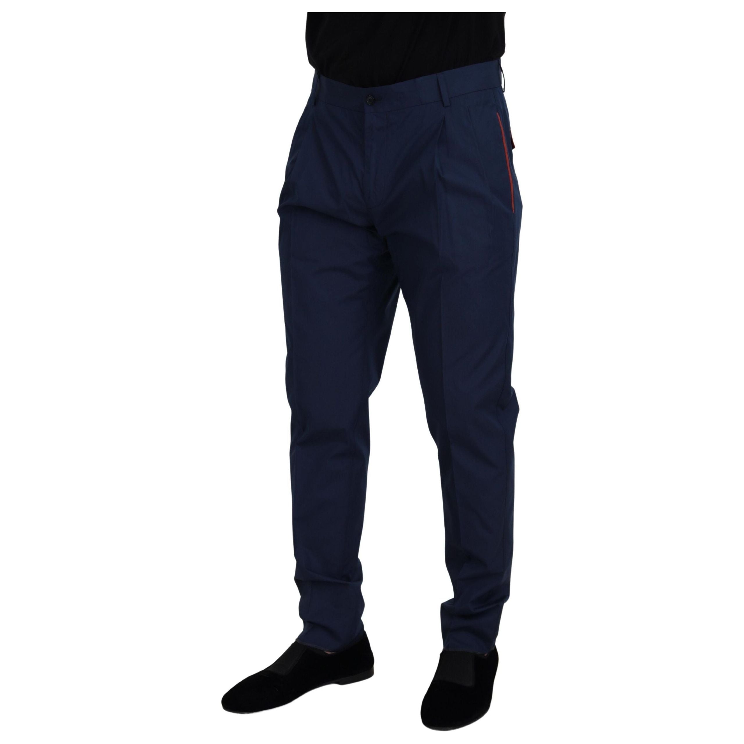 Dolce & Gabbana Elegant Slim Fit Chinos in Blue Silk Blend