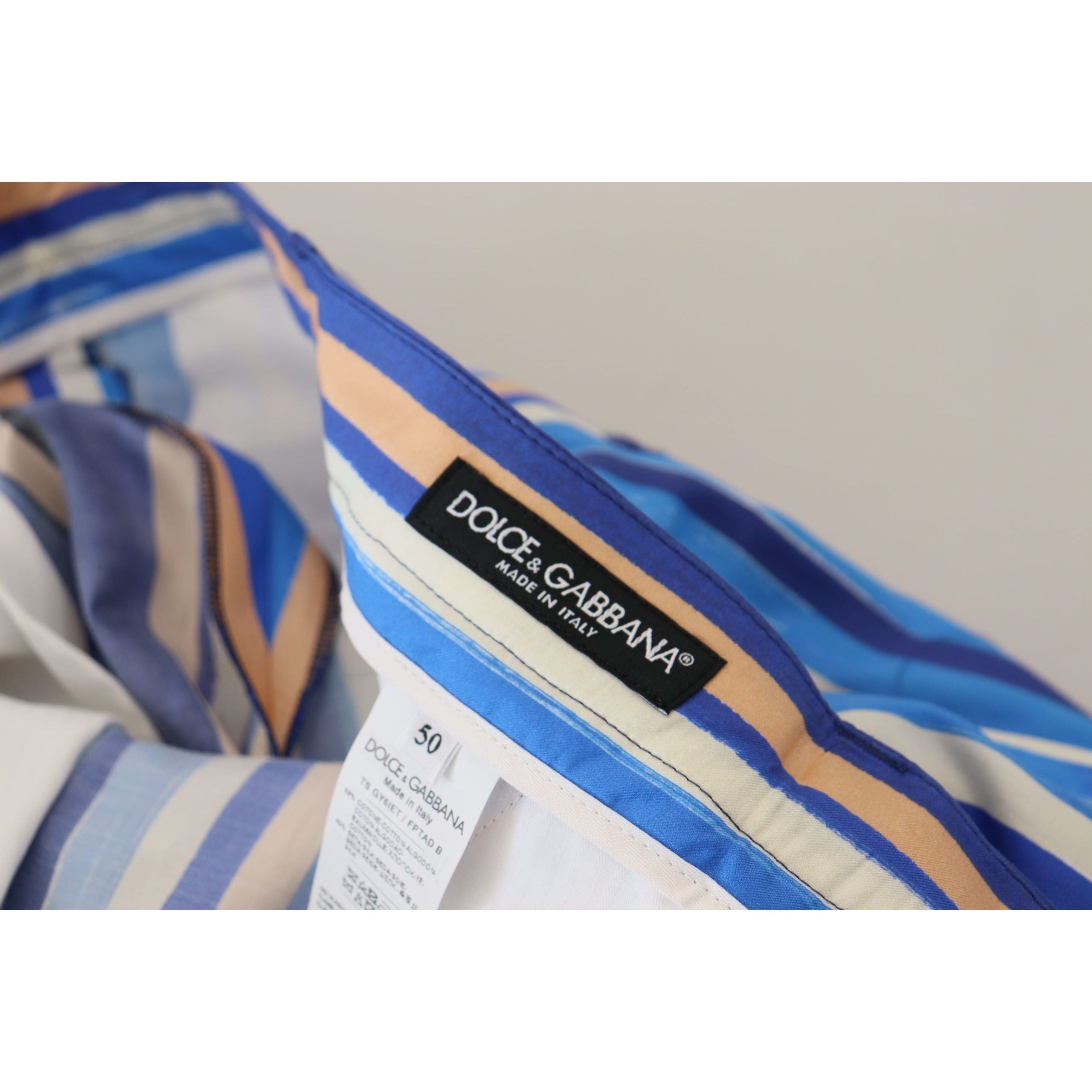 Dolce & Gabbana Blue Cotton Silk Chinos for Elegance