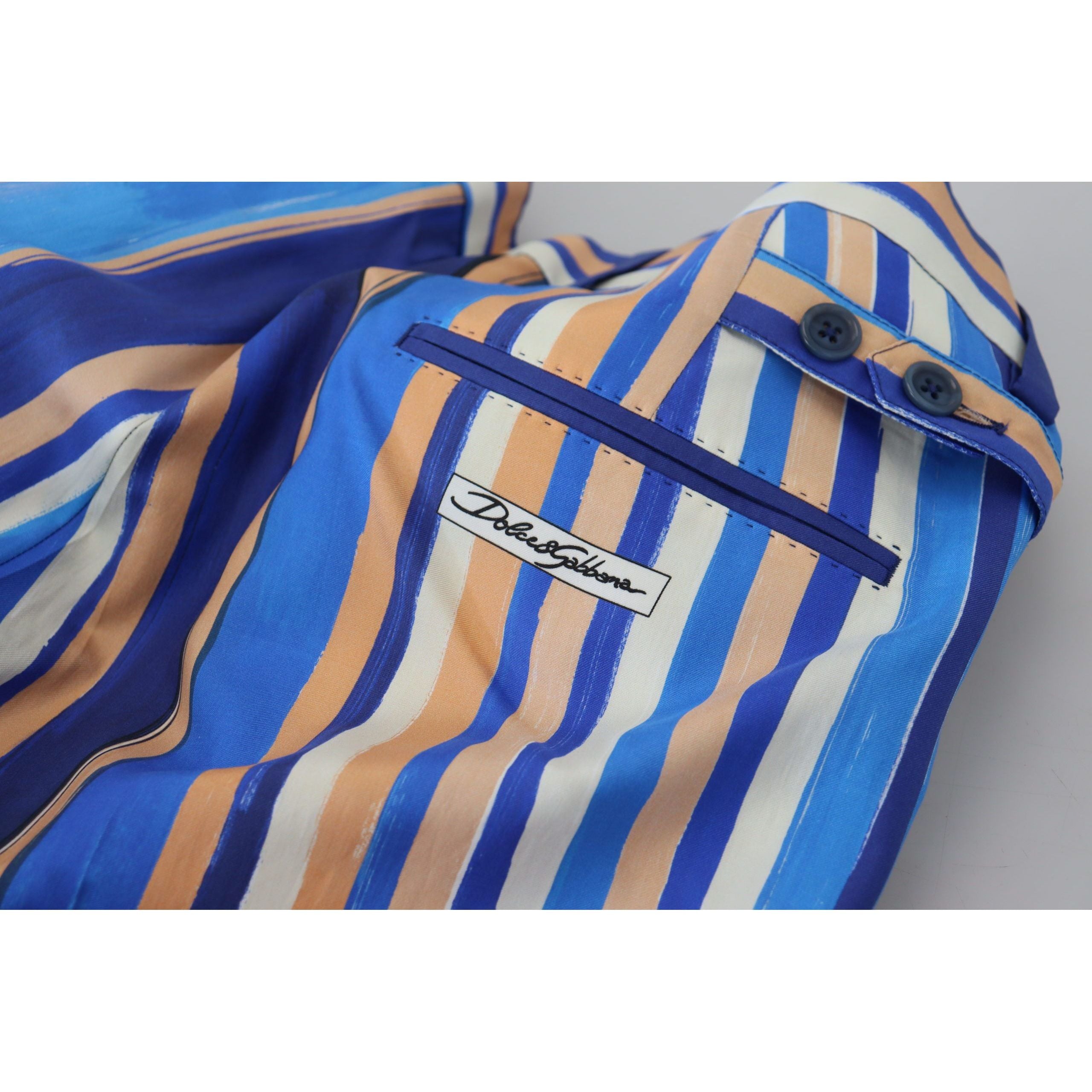 Dolce & Gabbana Blue Cotton Silk Chinos for Elegance