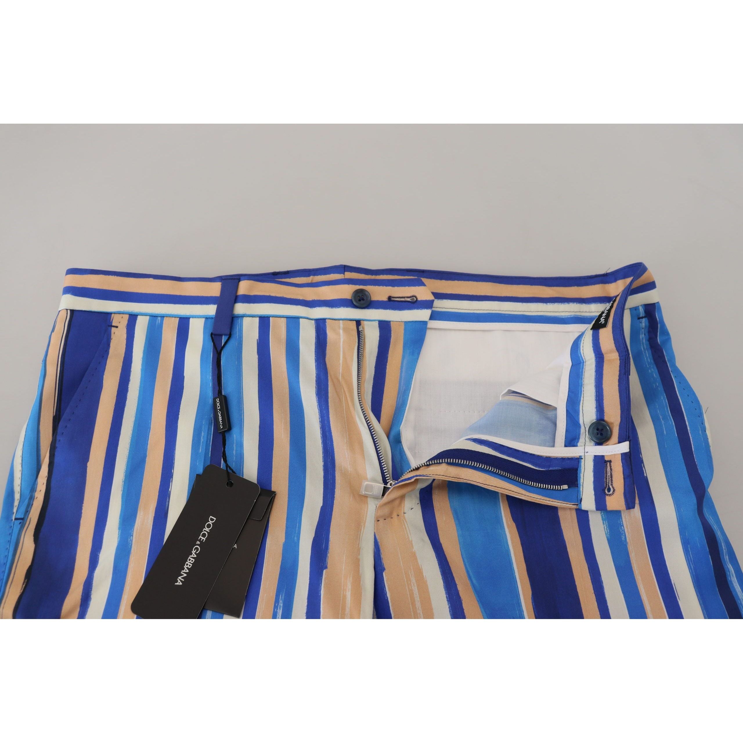 Dolce & Gabbana Blue Cotton Silk Chinos for Elegance