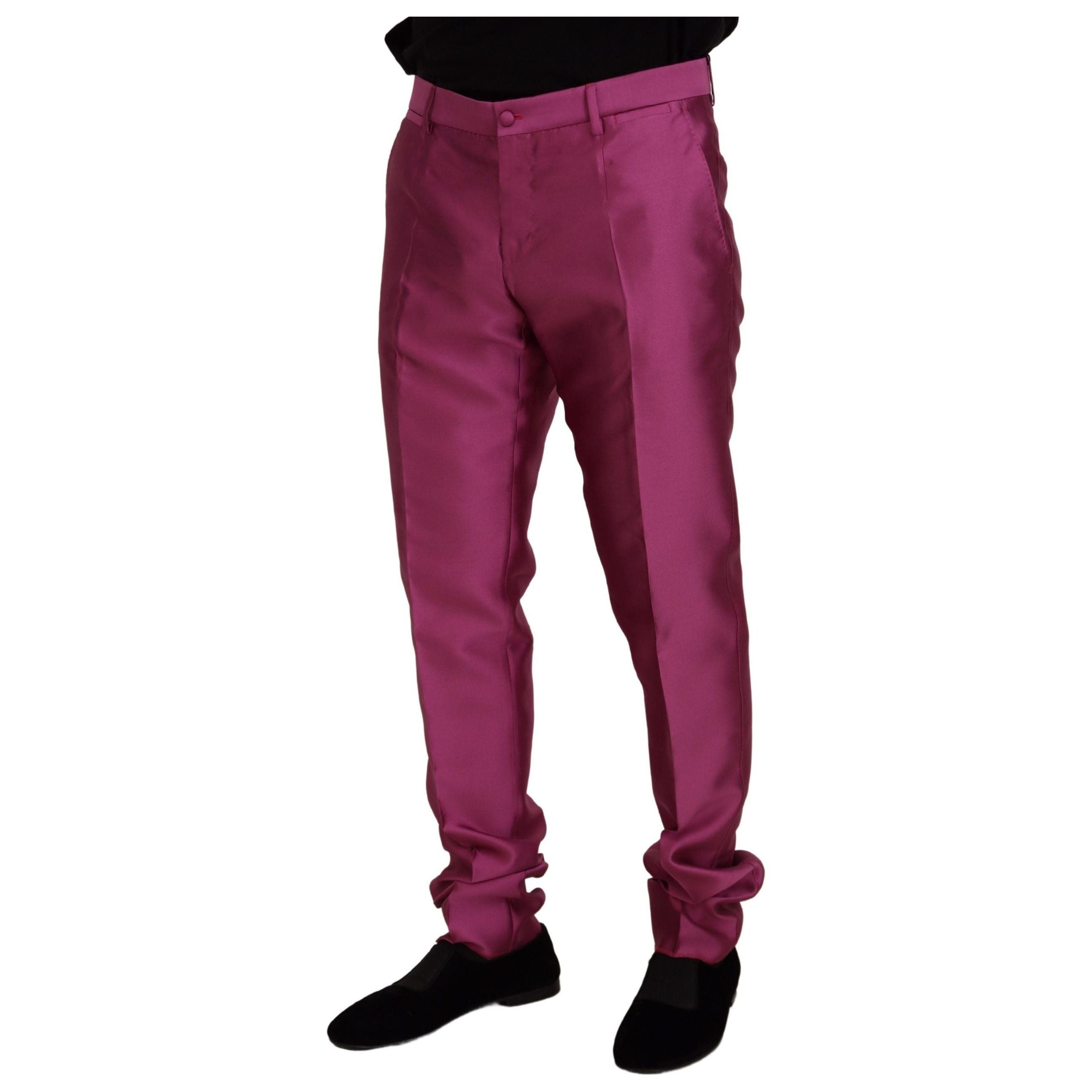 Dolce & Gabbana Elegant Slim Fit Formal Dress Pants in Pink