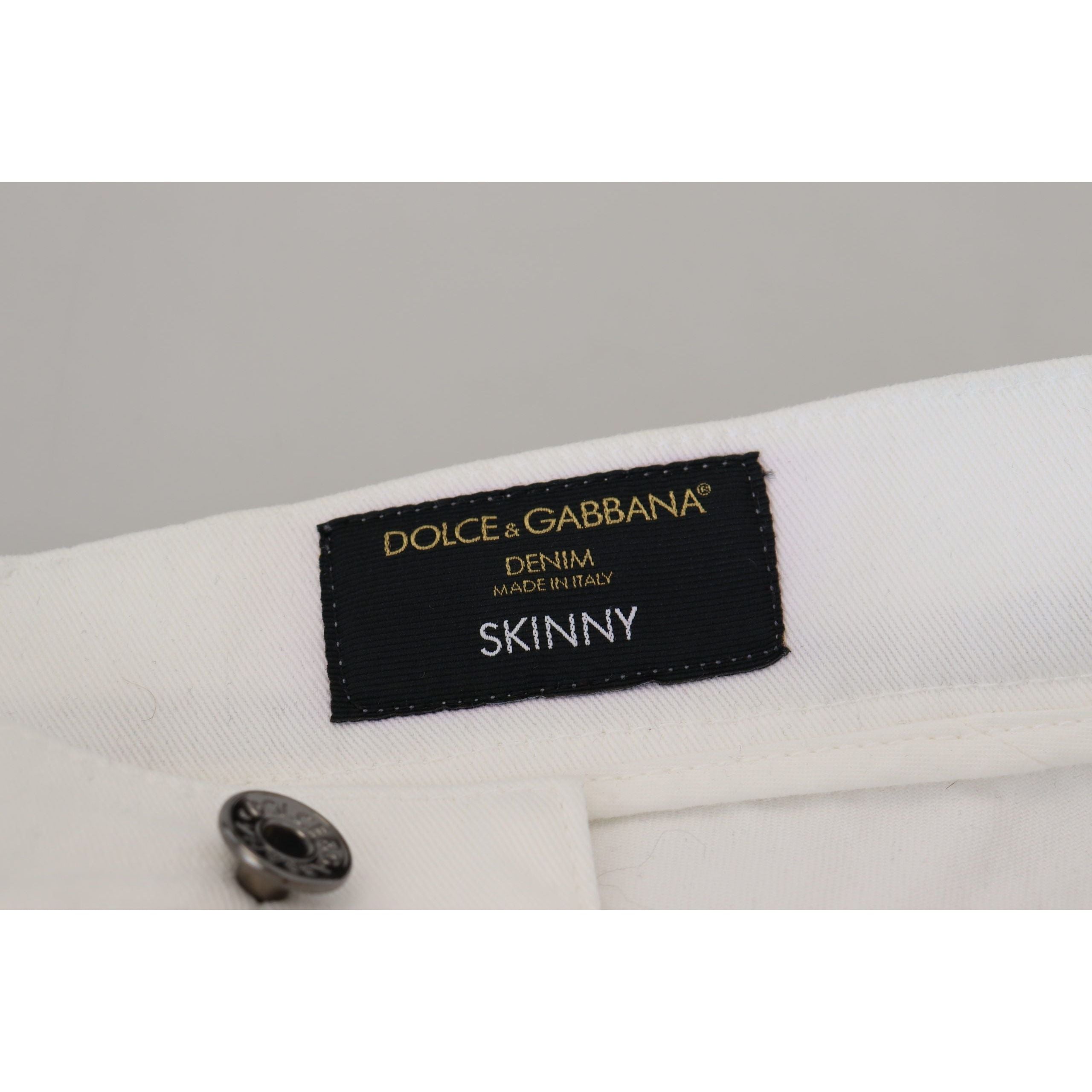 Dolce & Gabbana Elegant Slim Fit White Skinny Jeans