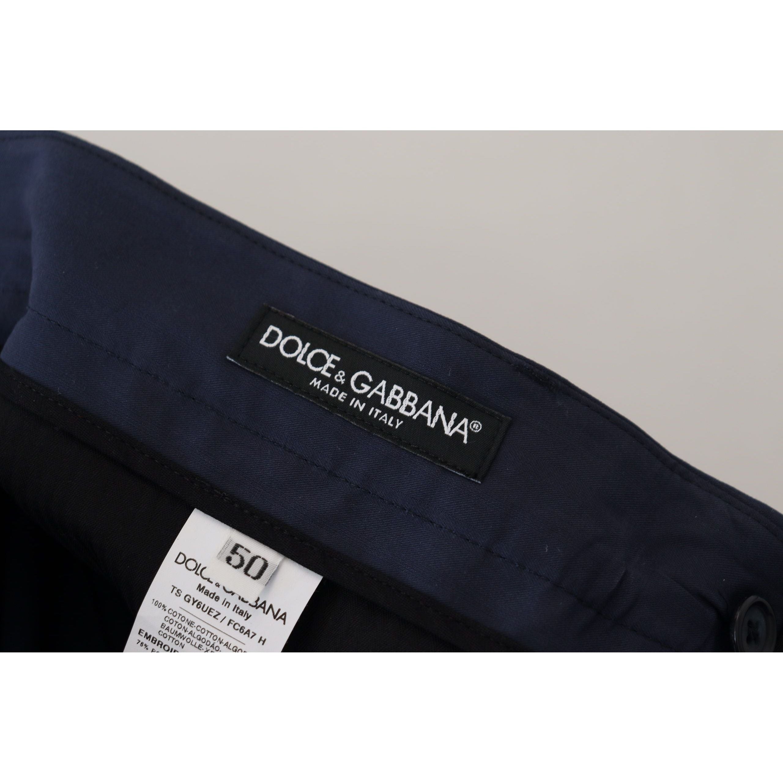 Dolce & Gabbana Blue Cotton Chinos Chic Slim Fit