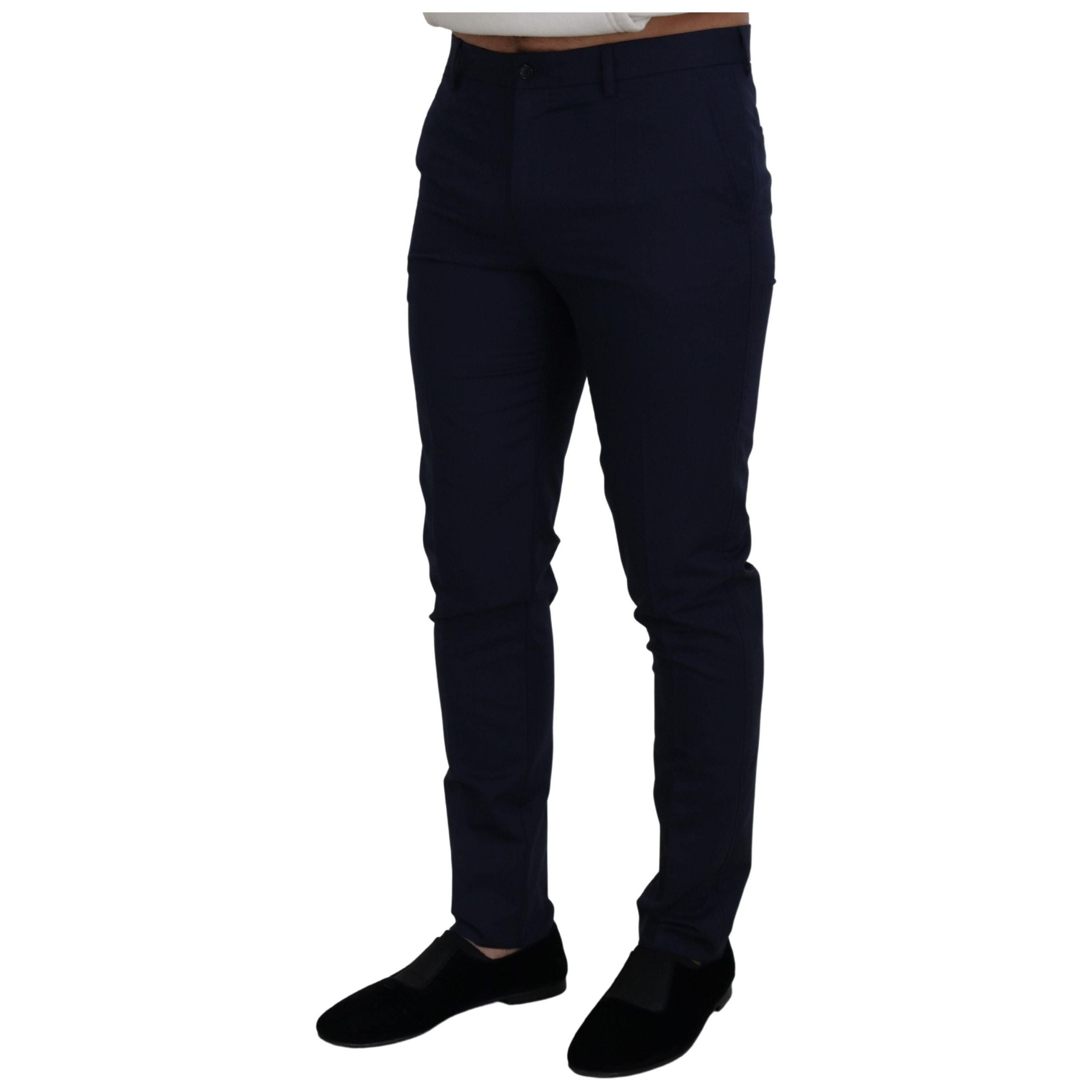 Dolce & Gabbana Blue Cotton Linen Dress Pants Luxe Style