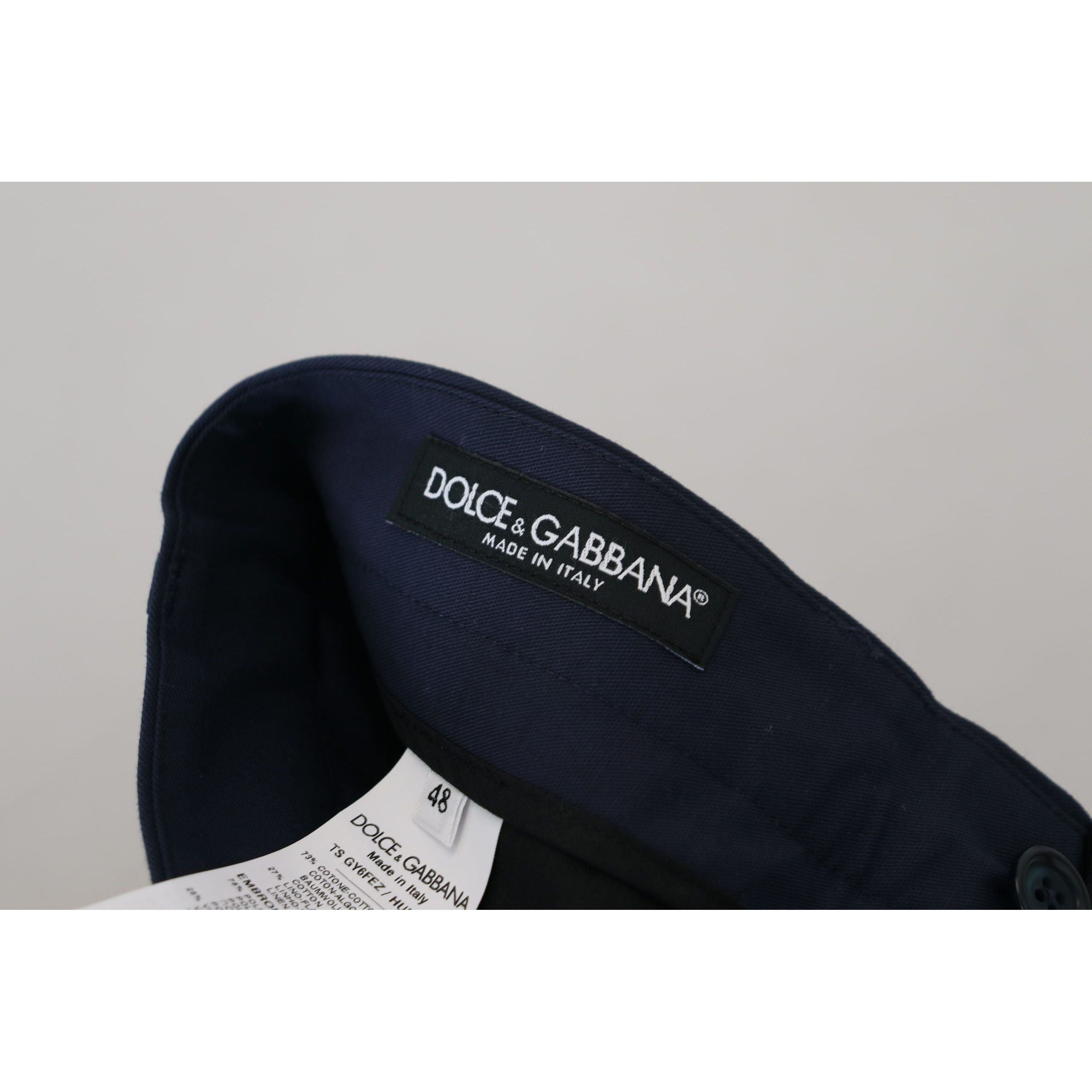 Dolce & Gabbana Blue Cotton Linen Dress Pants Luxe Style