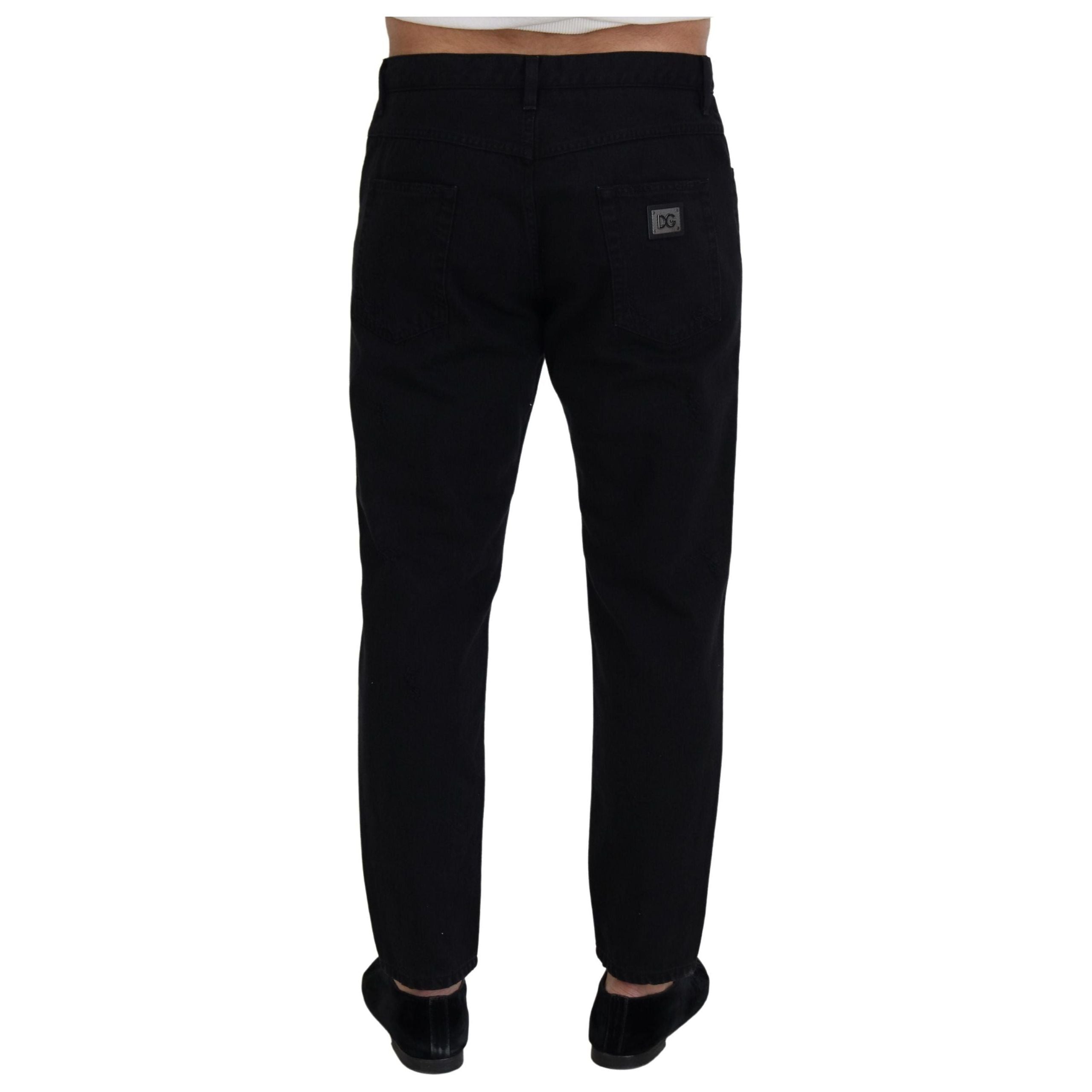Dolce & Gabbana Black Cotton Loose Fit Italian Jeans