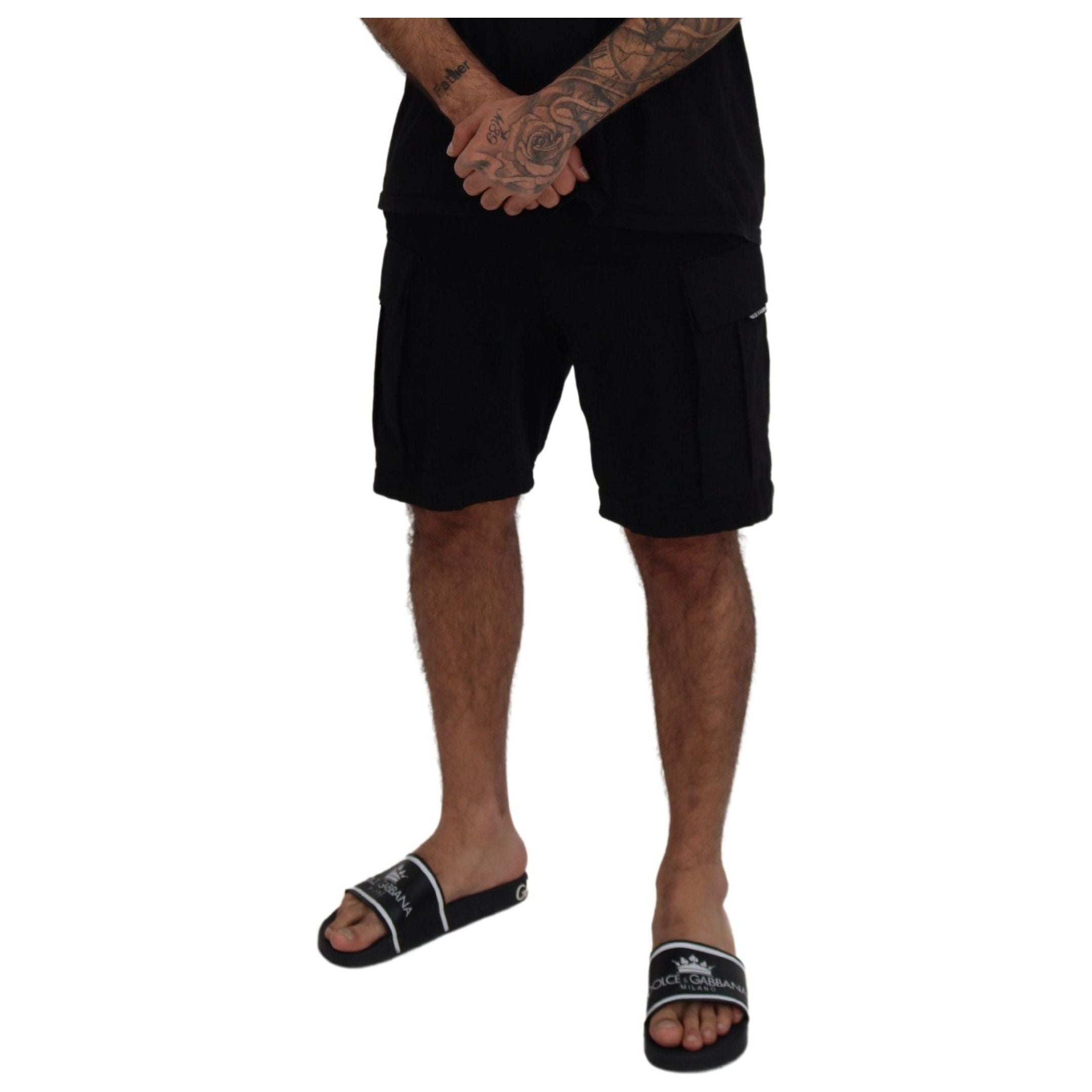 Dolce & Gabbana Black Cotton Bermuda Shorts