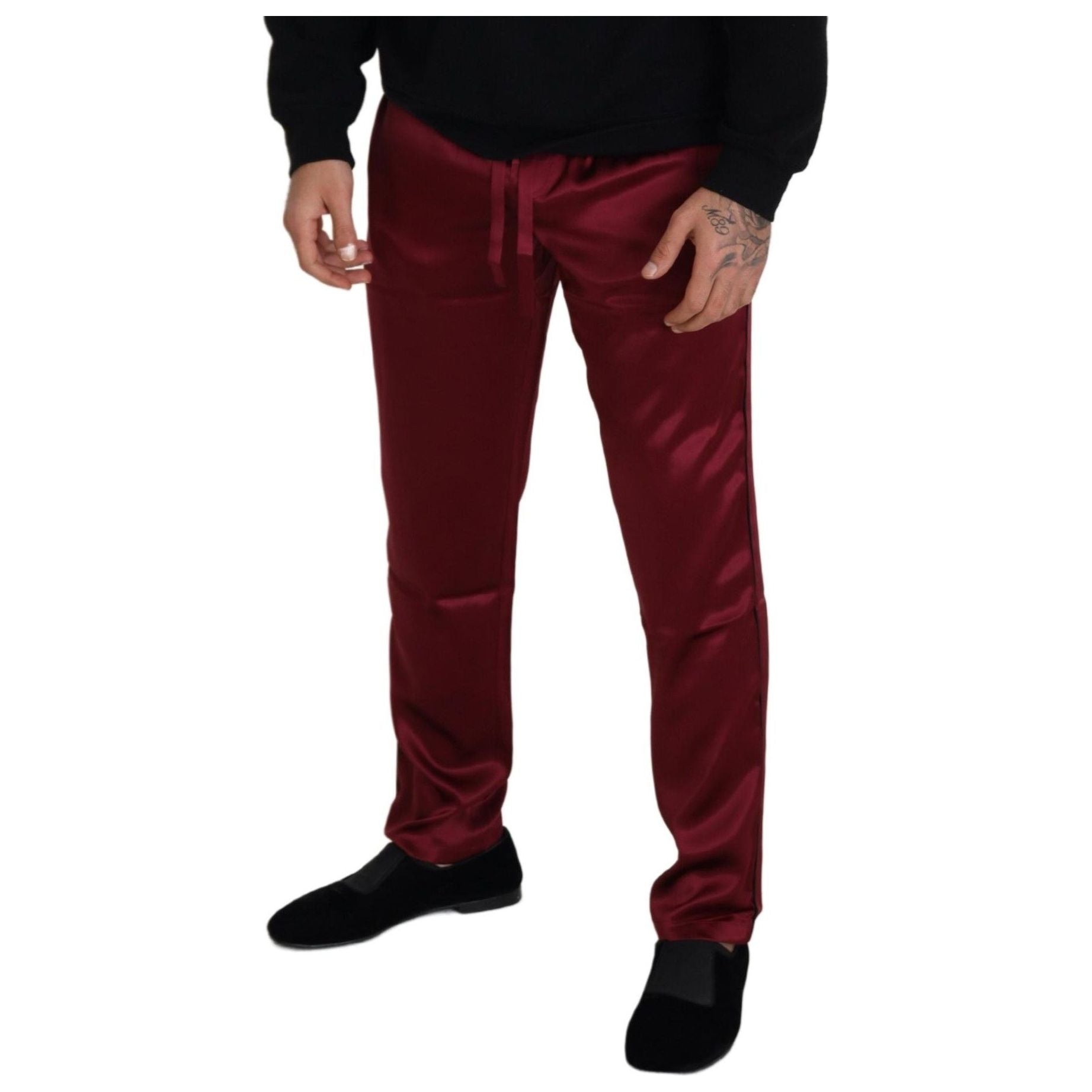 Dolce & Gabbana Bordeaux Silk Lounge Pants