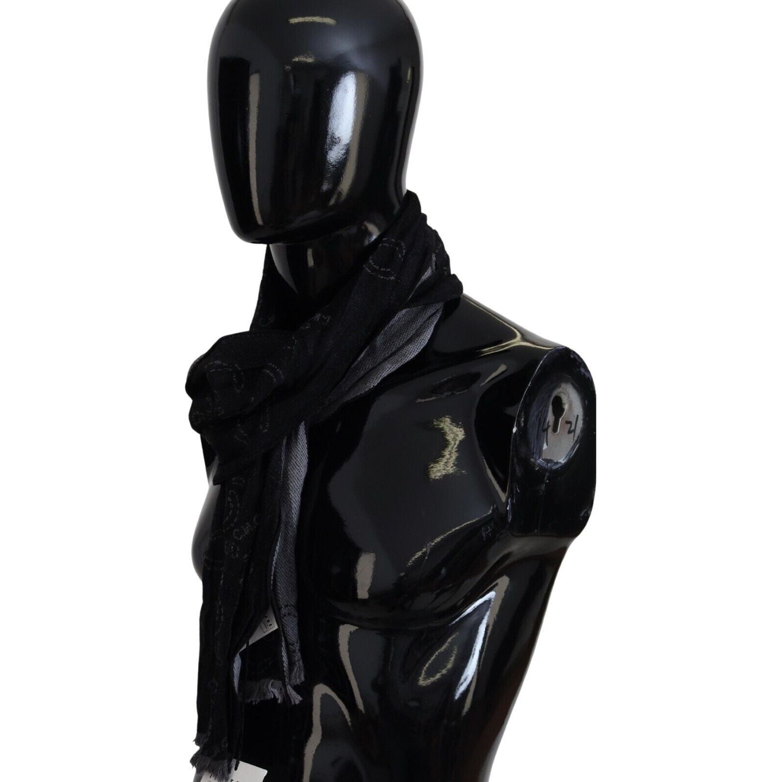 Costume National Black Italian Wool Scarf Wrap