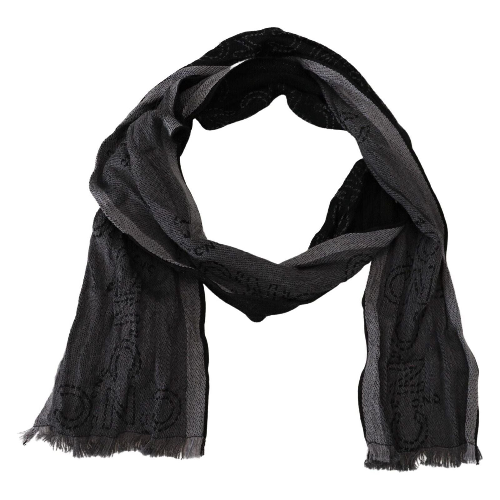 Costume National Black Italian Wool Scarf Wrap