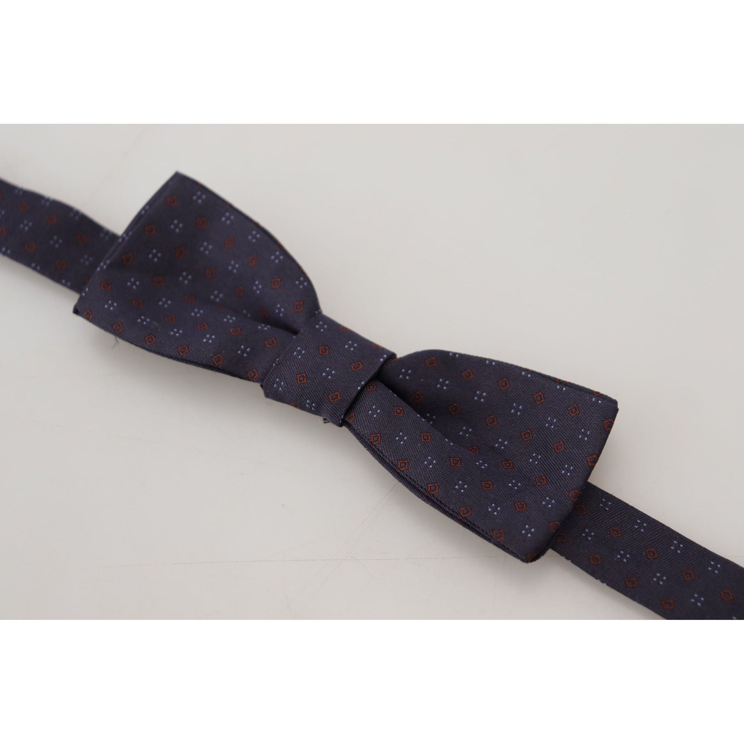 Dolce & Gabbana Blue Silk Patterned Bow Tie Luxury Accessory