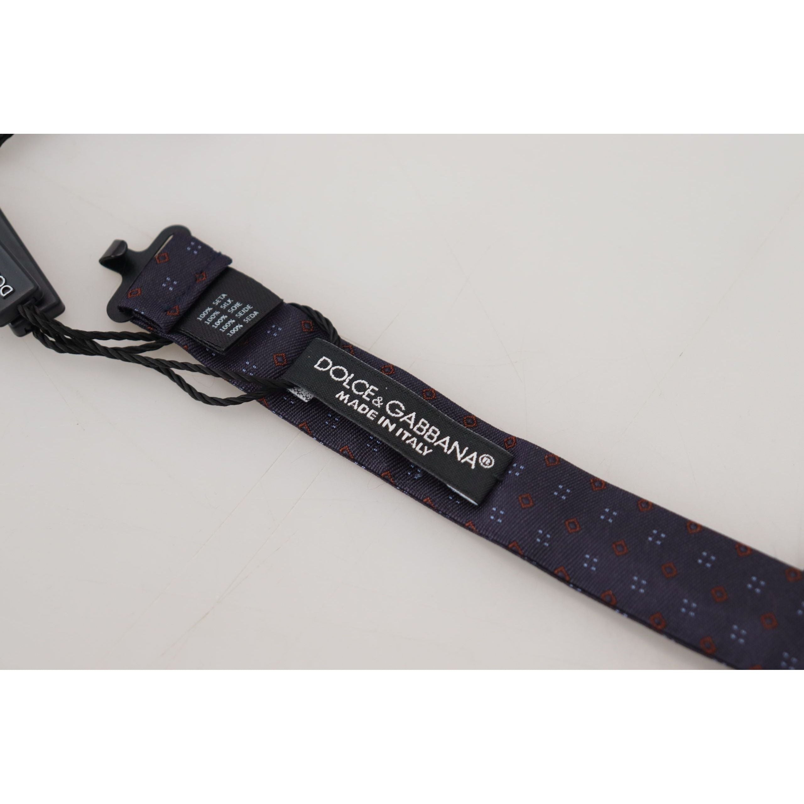Dolce & Gabbana Blue Silk Patterned Bow Tie Luxury Accessory