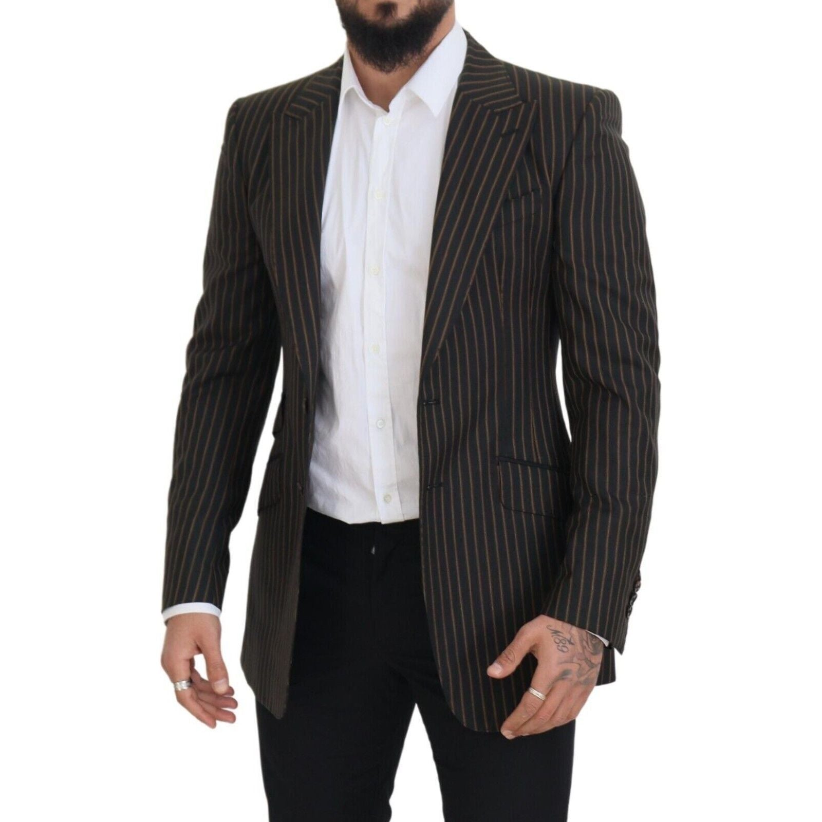Dolce & Gabbana Black Wool Blend Slim Blazer
