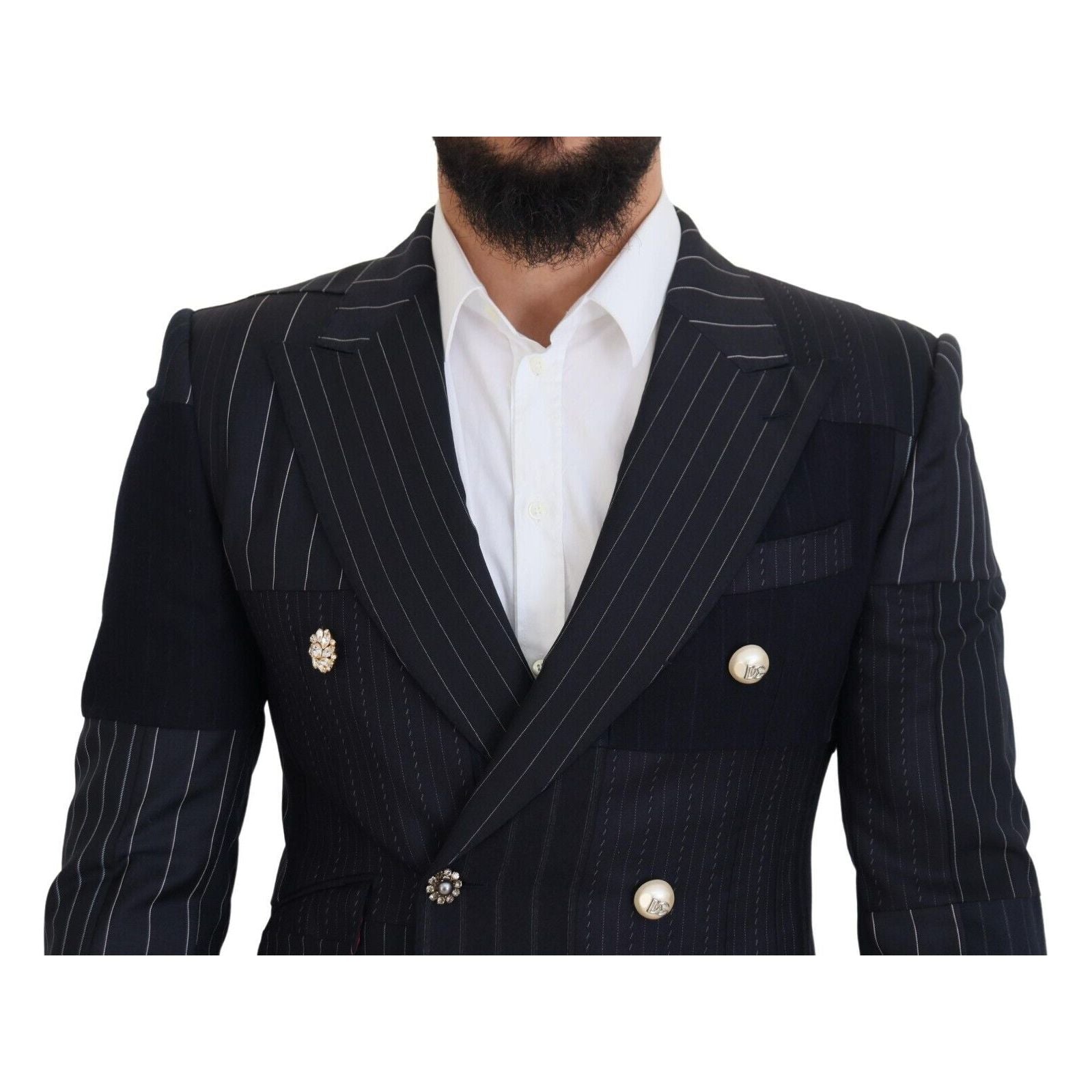 Dolce & Gabbana Navy Blue Wool Double Breasted Blazer