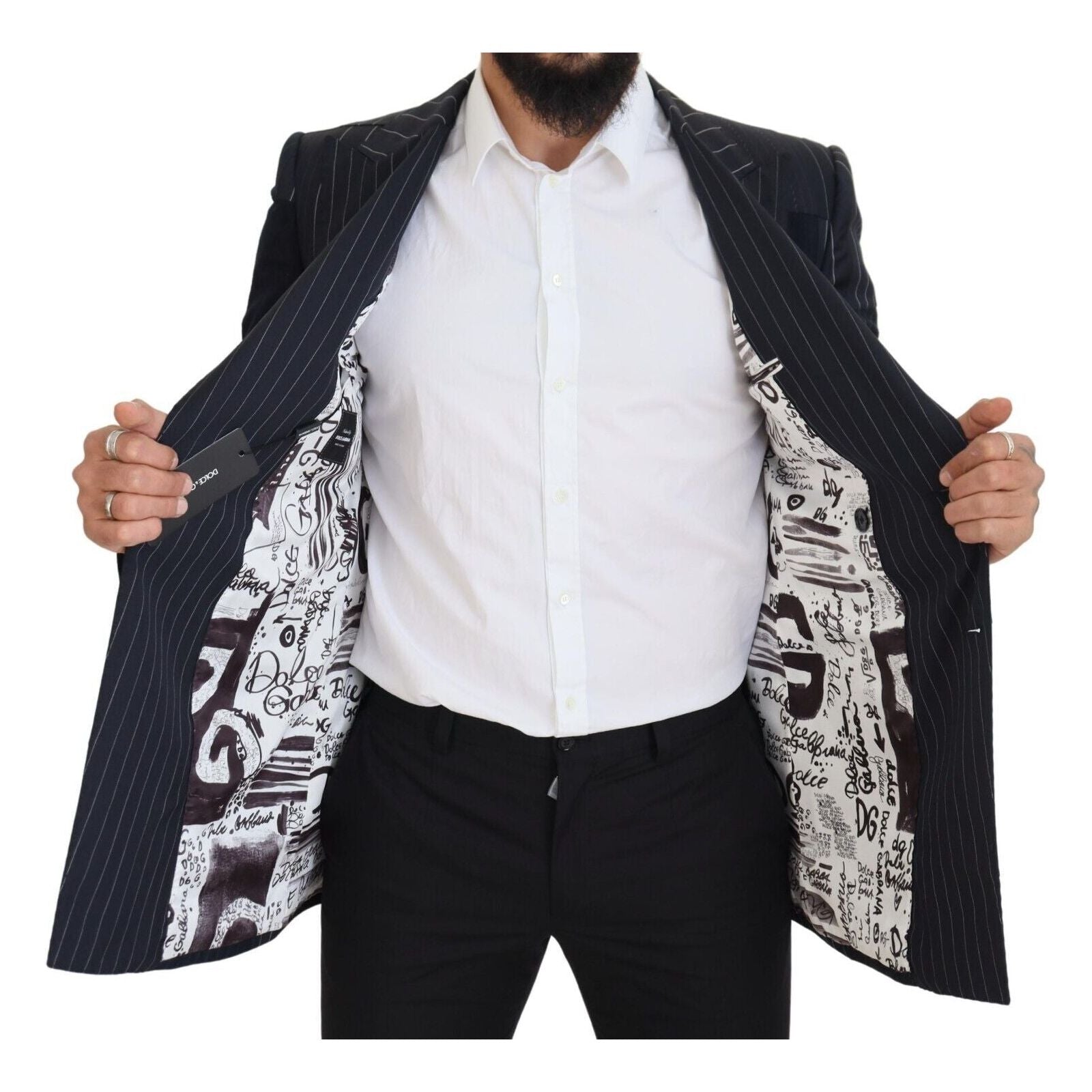 Dolce & Gabbana Navy Blue Wool Double Breasted Blazer