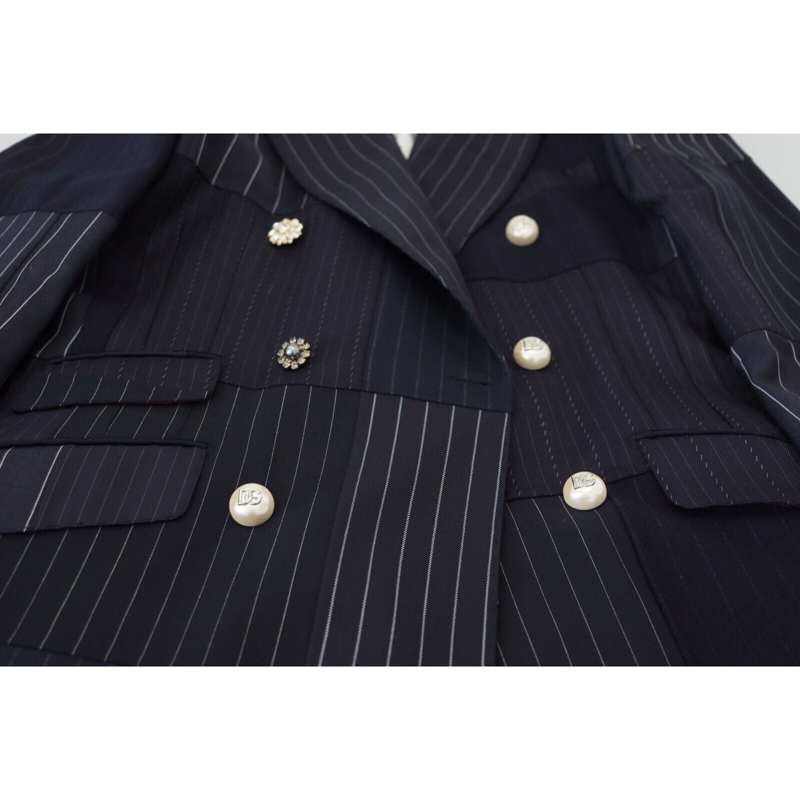 Dolce & Gabbana Navy Blue Wool Double Breasted Blazer