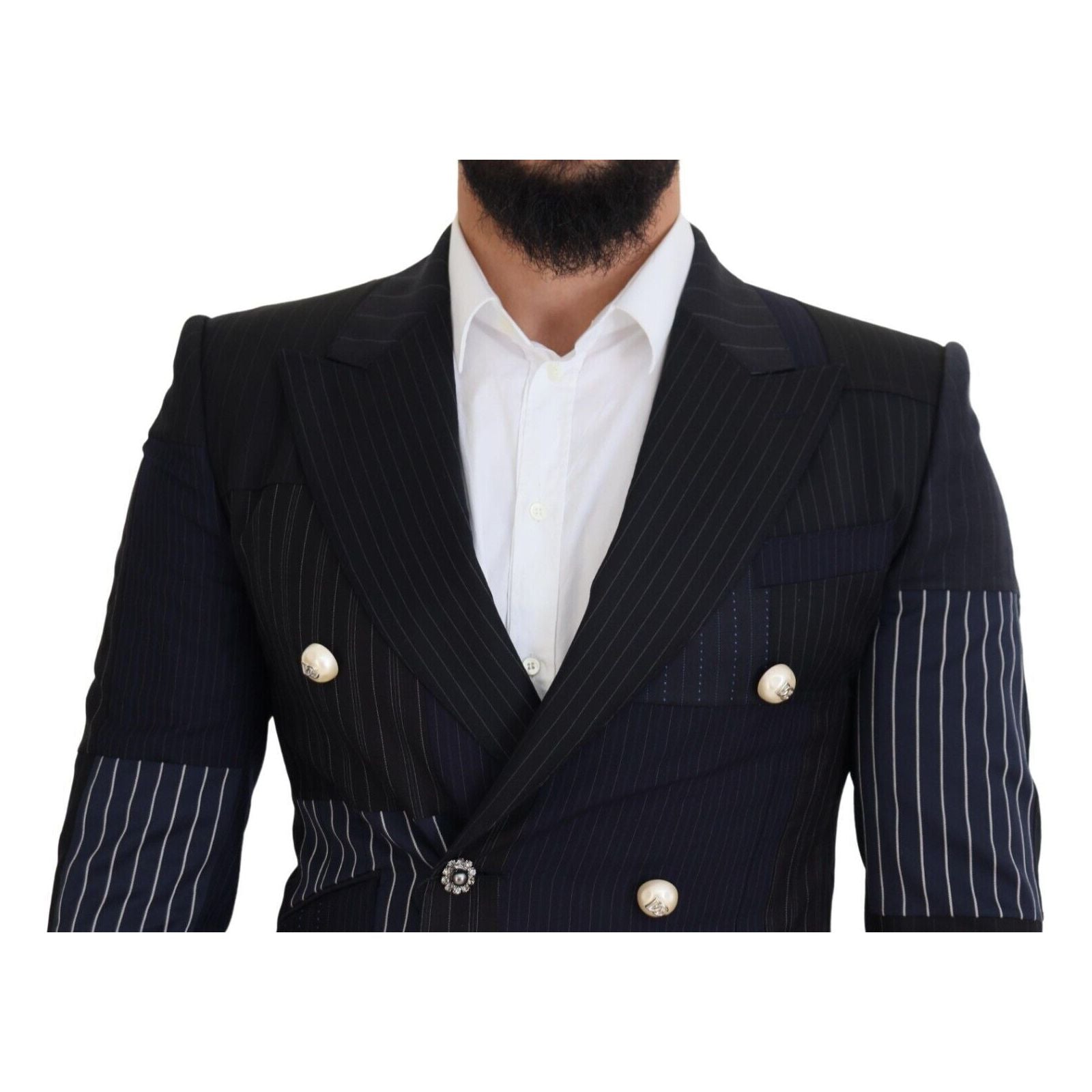 Dolce & Gabbana Navy Wool Double Breasted Blazer