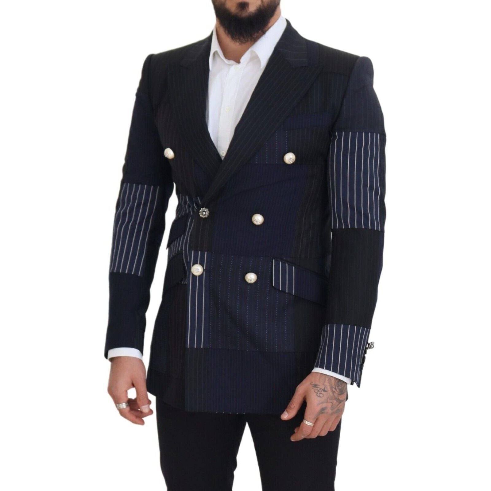 Dolce & Gabbana Navy Wool Double Breasted Blazer
