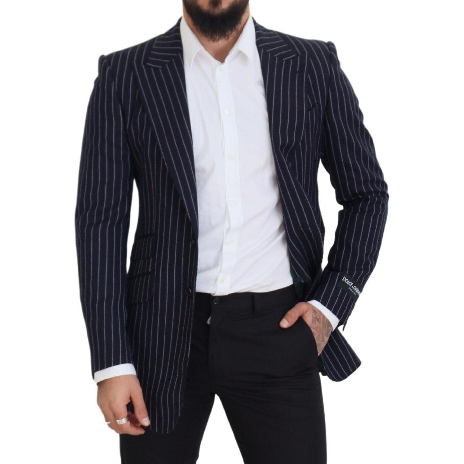 Dolce & Gabbana Navy Wool Slim Fit Blazer