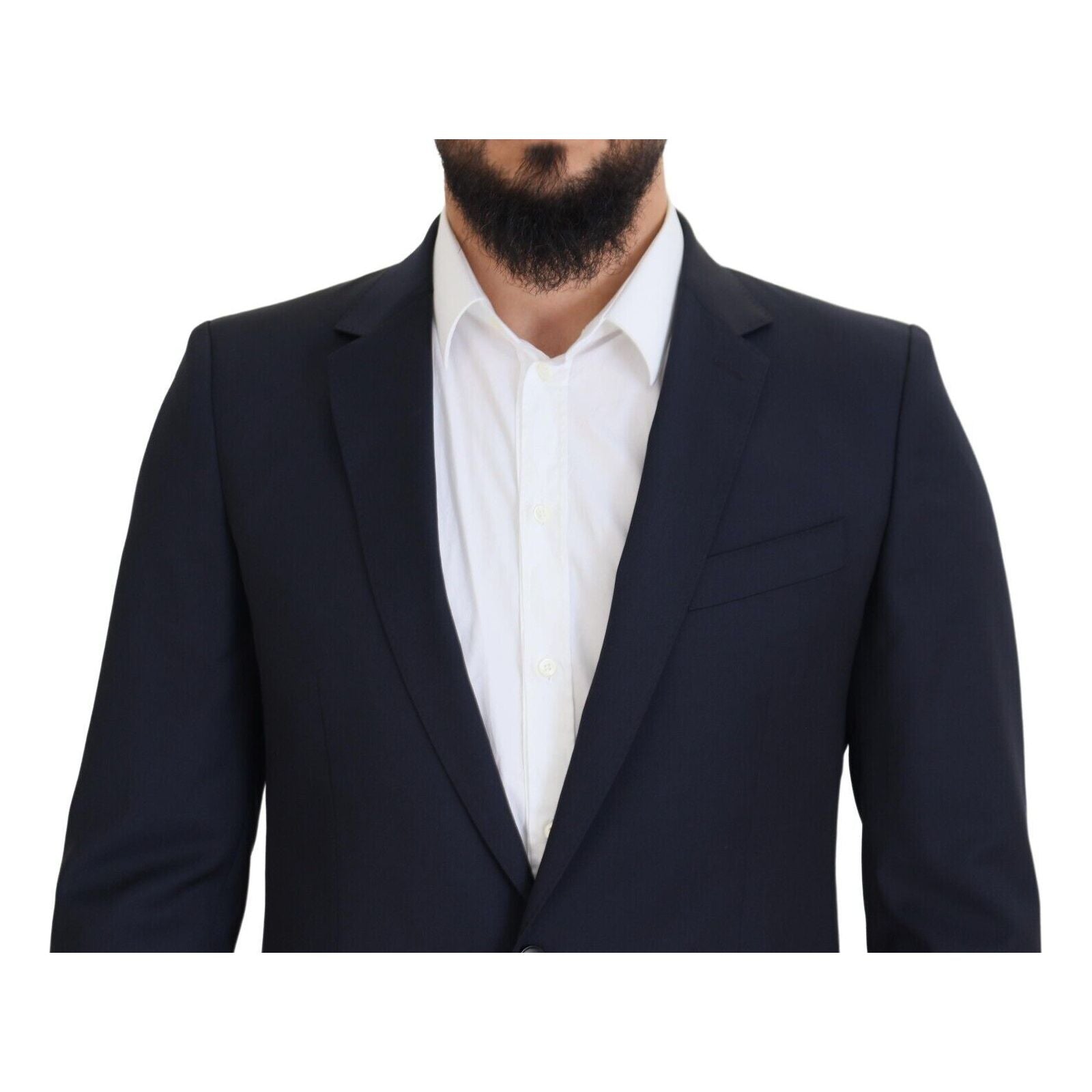 Dolce & Gabbana Dark Blue Wool Slim Fit Blazer