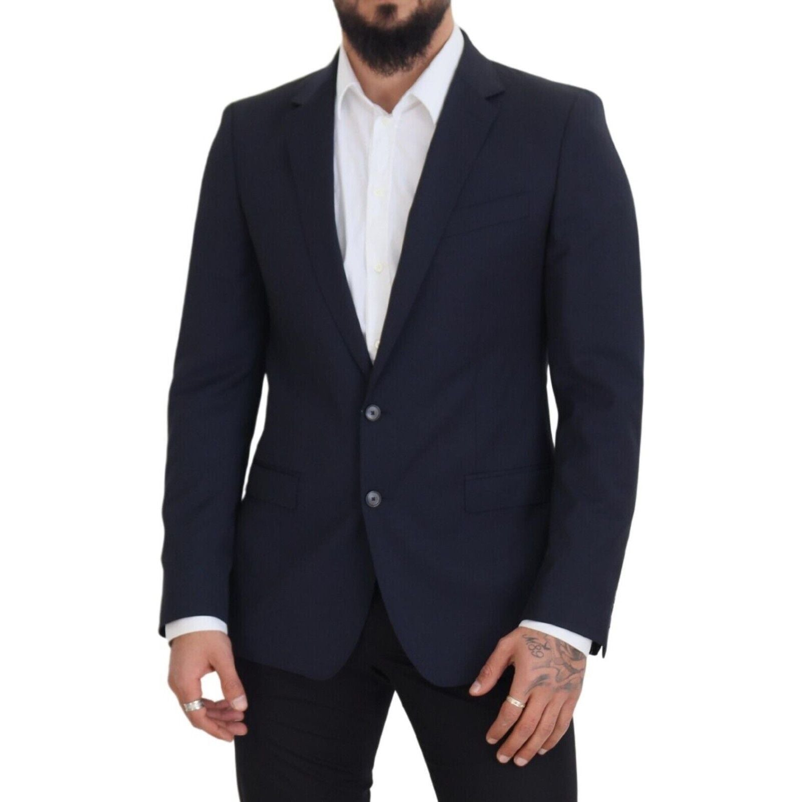 Dolce & Gabbana Dark Blue Wool Slim Fit Blazer