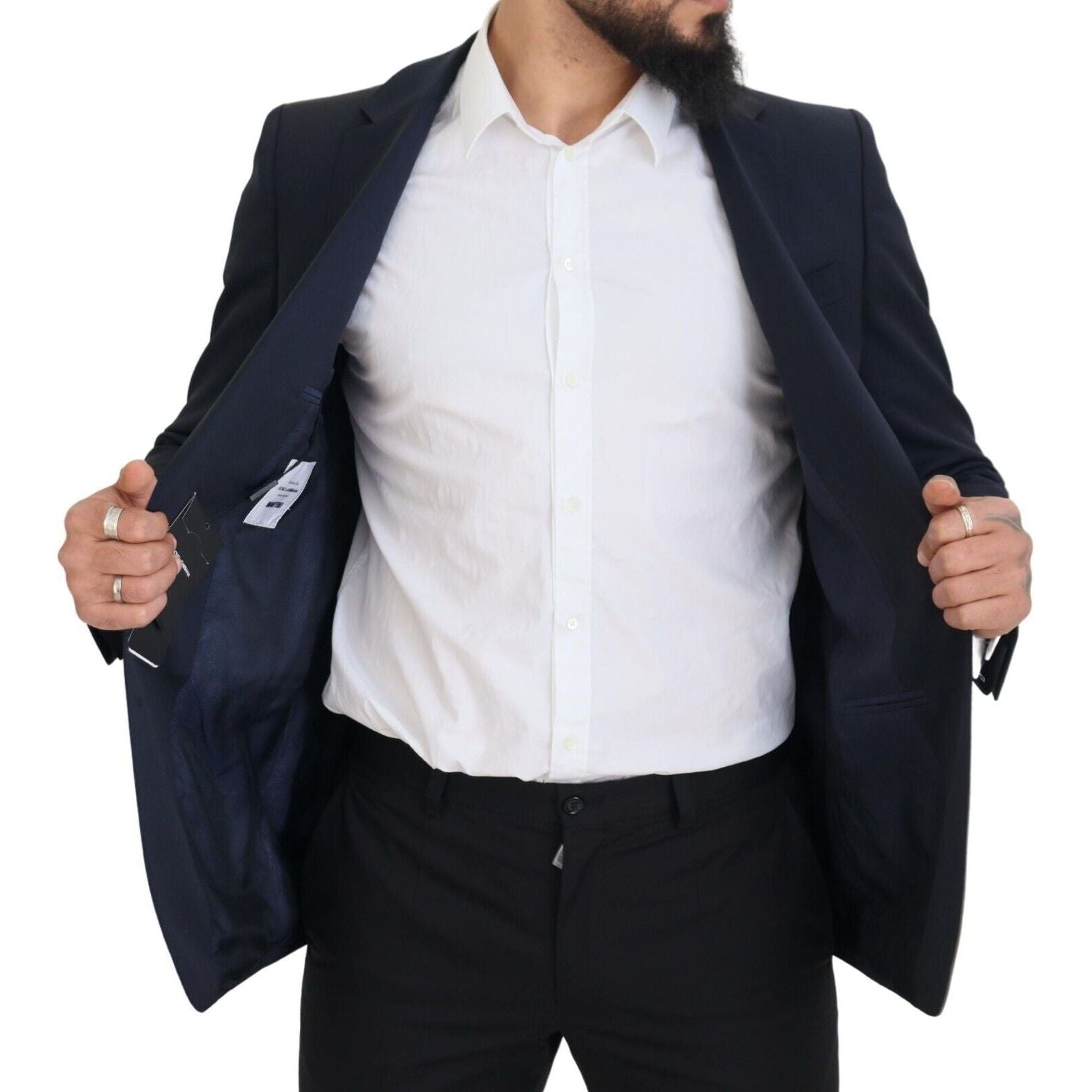 Dolce & Gabbana Dark Blue Wool Slim Fit Blazer