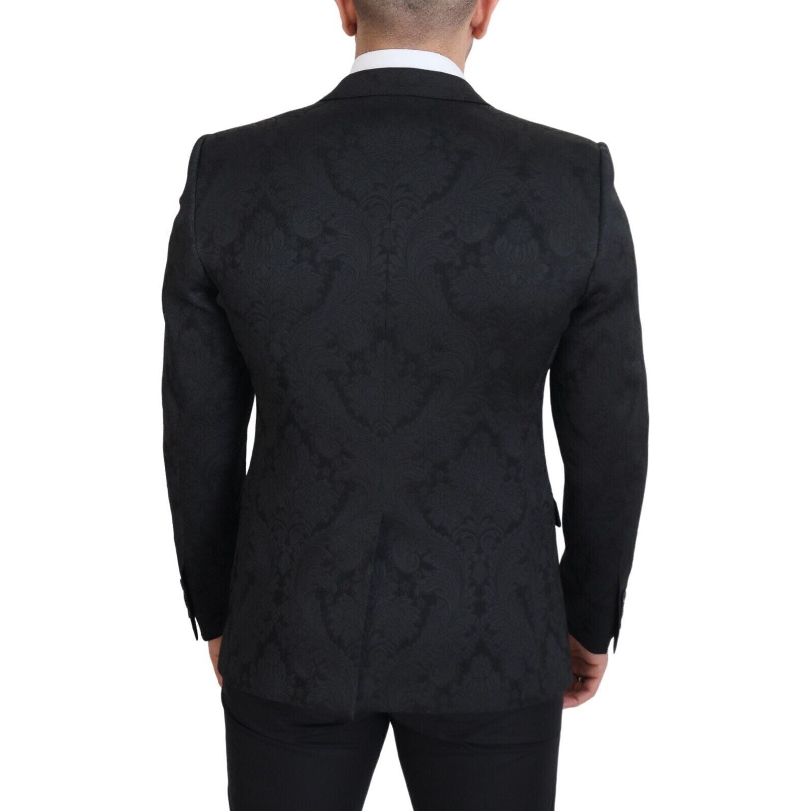 Dolce & Gabbana Black Wool Suit Jacket & Vest Ensemble