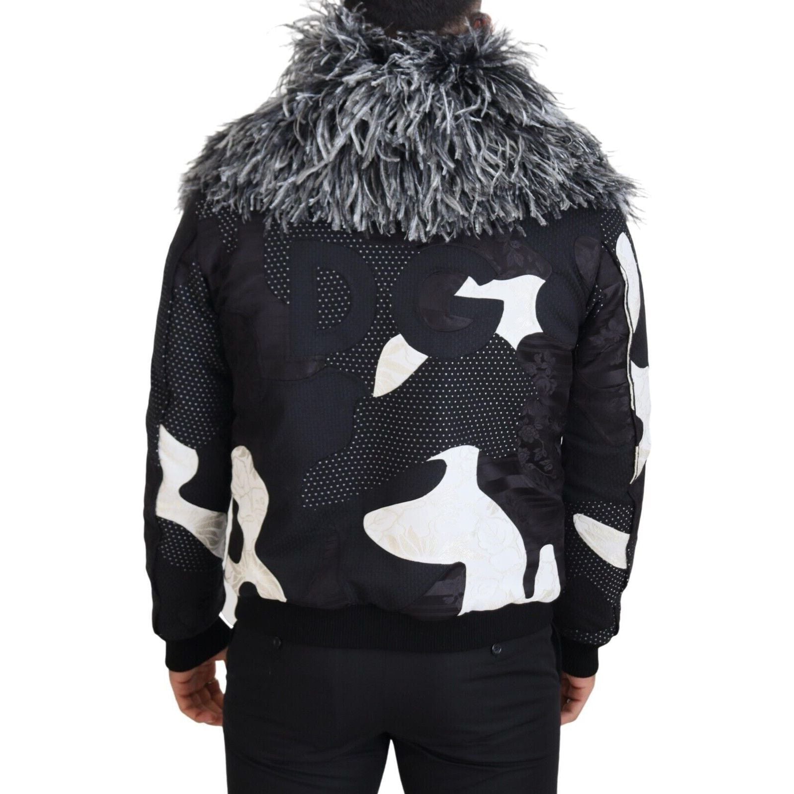 Dolce & Gabbana Black Shearling Jacket in Elegant Style