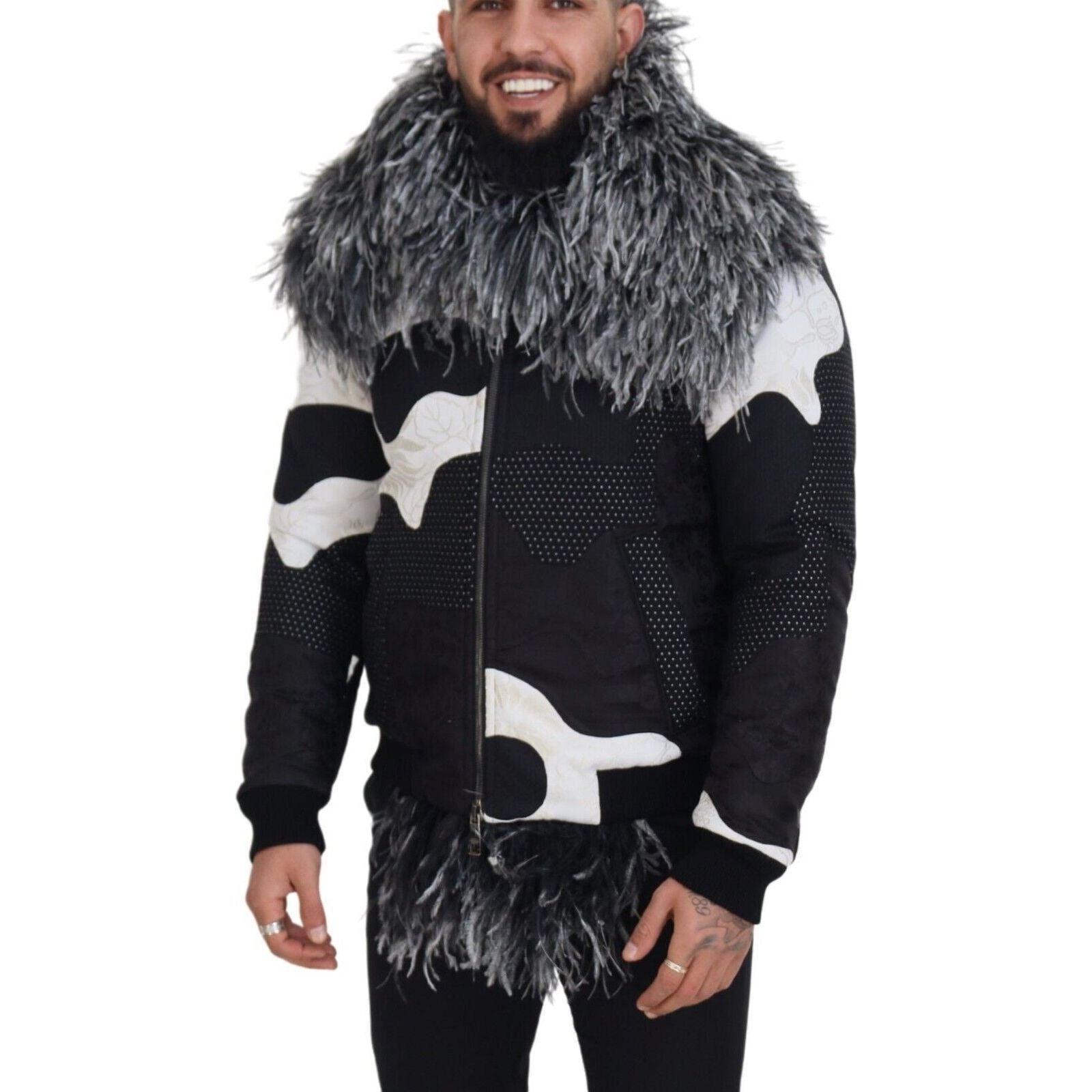 Dolce & Gabbana Black Shearling Jacket in Elegant Style