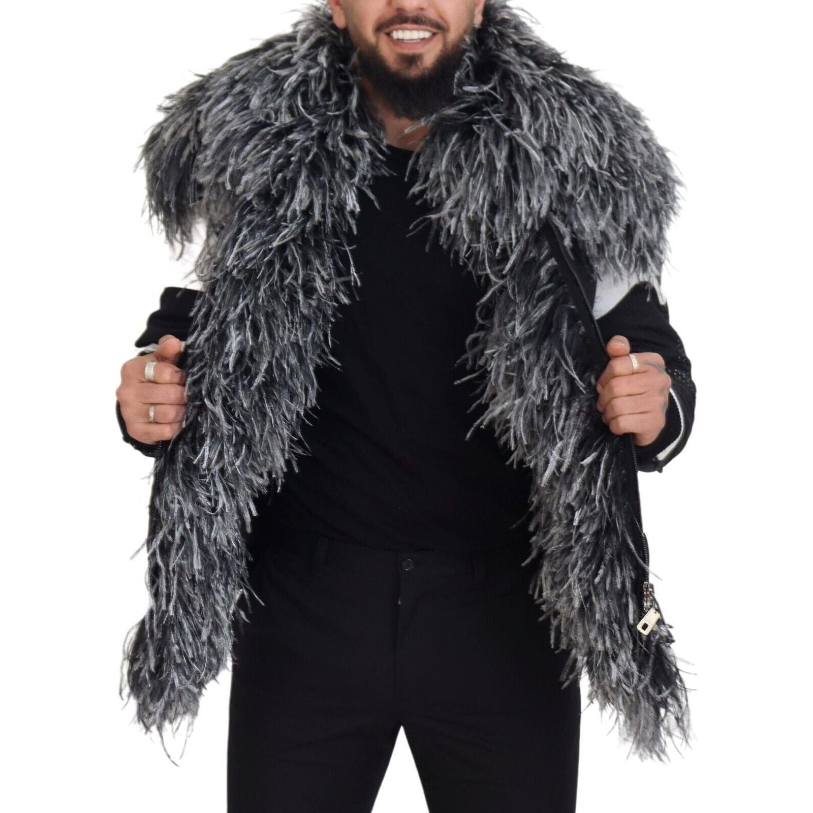 Dolce & Gabbana Black Shearling Jacket in Elegant Style