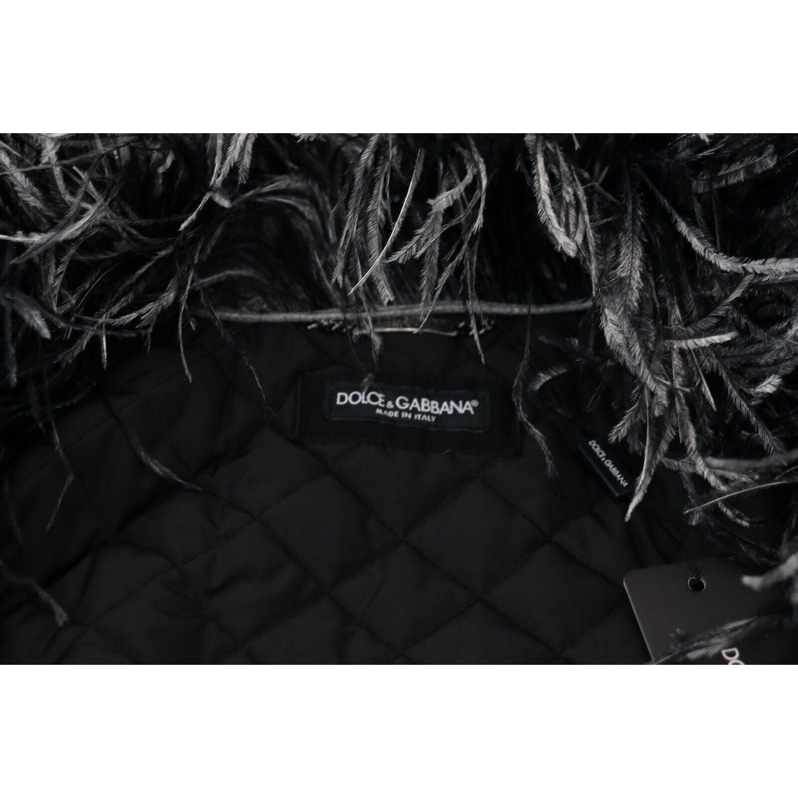 Dolce & Gabbana Black Shearling Jacket in Elegant Style