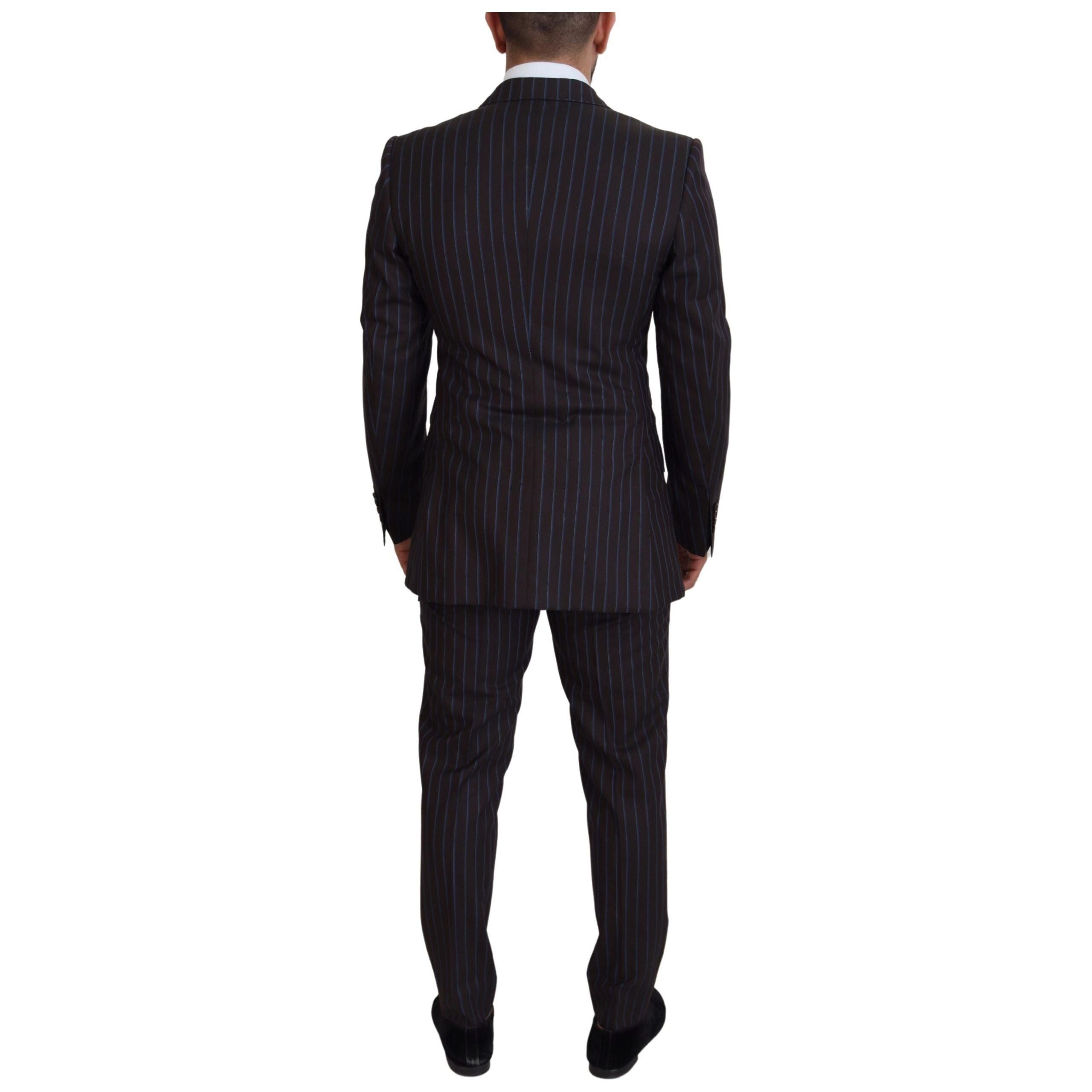 Dolce & Gabbana Black Striped Virgin Wool Suit
