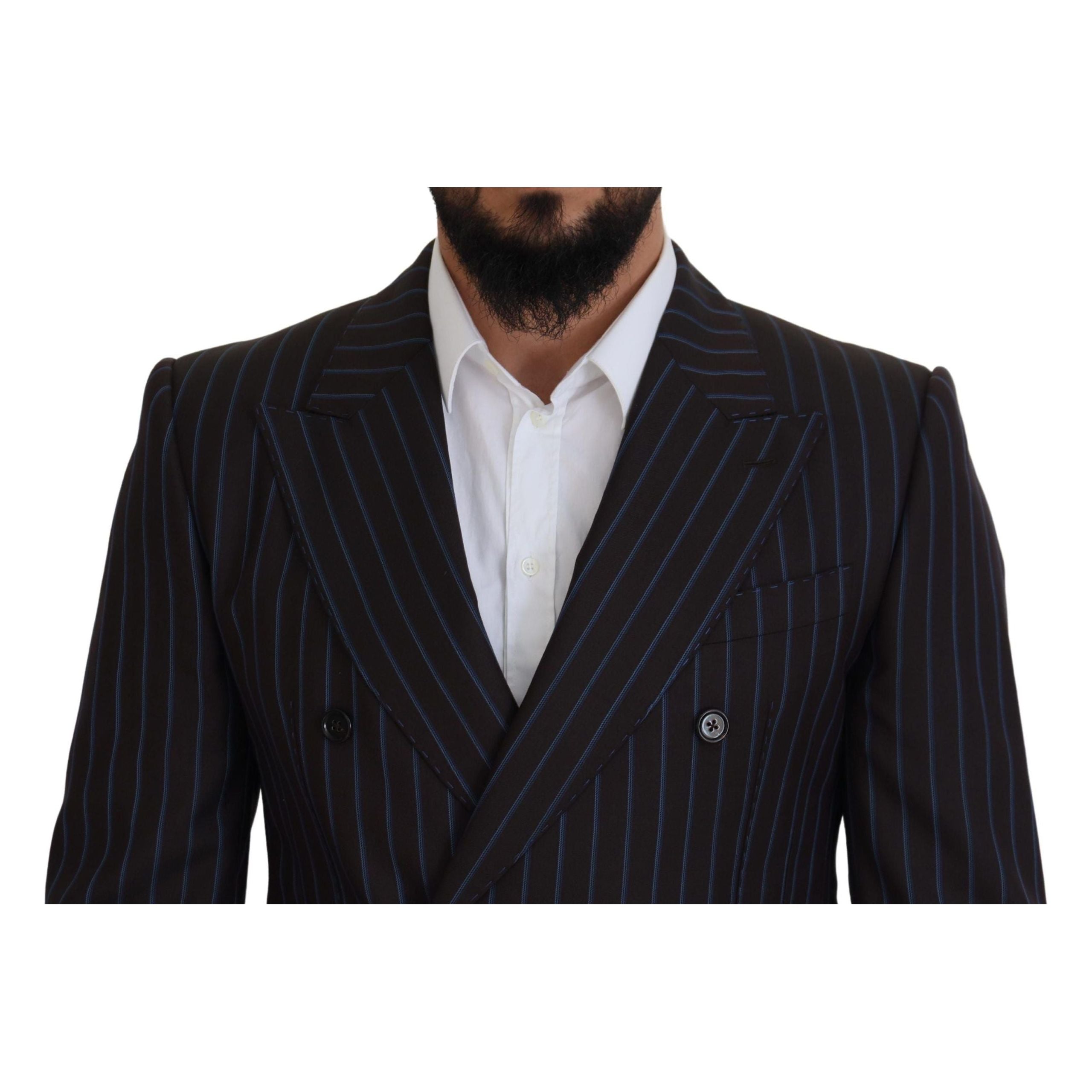 Dolce & Gabbana Black Striped Virgin Wool Suit