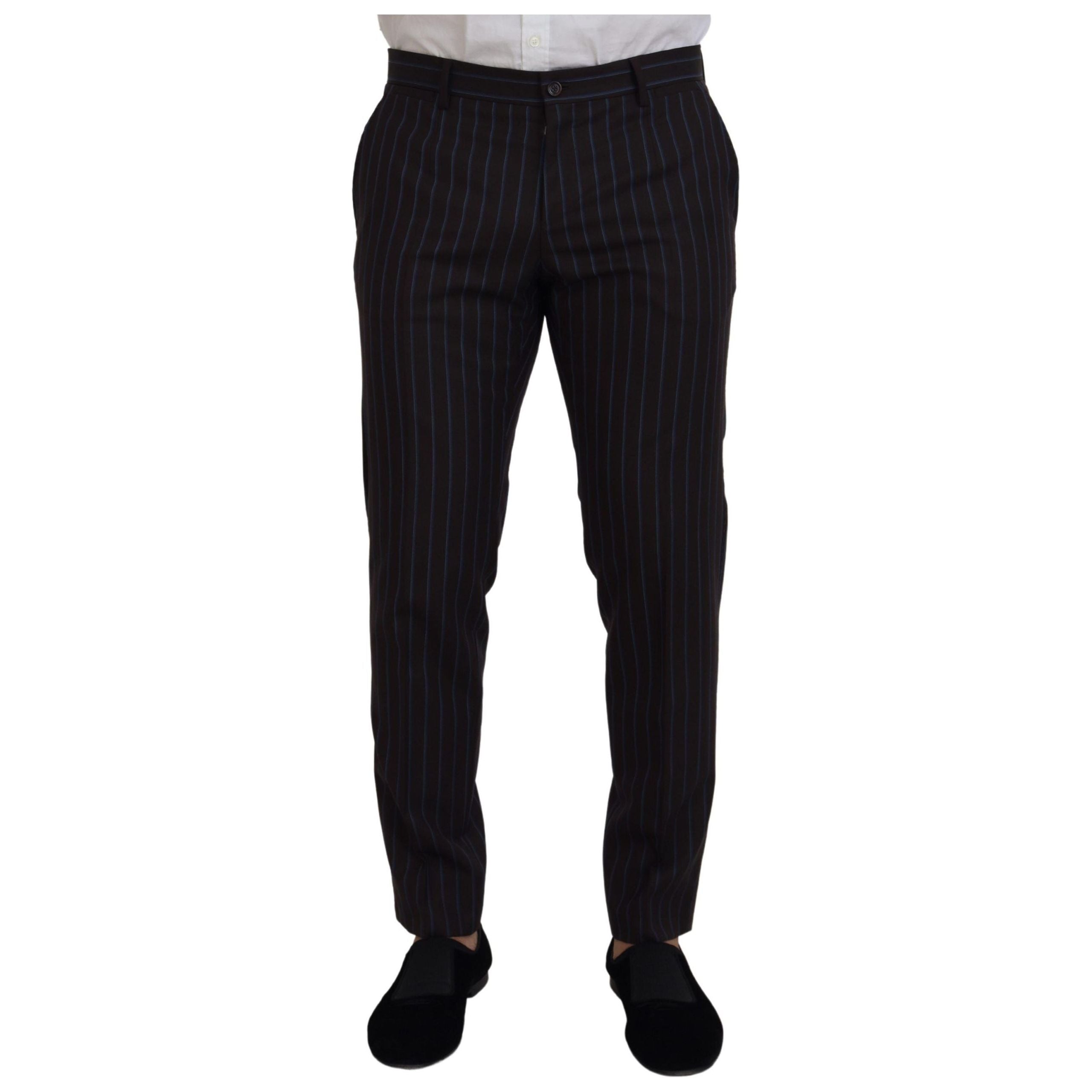 Dolce & Gabbana Black Striped Virgin Wool Suit
