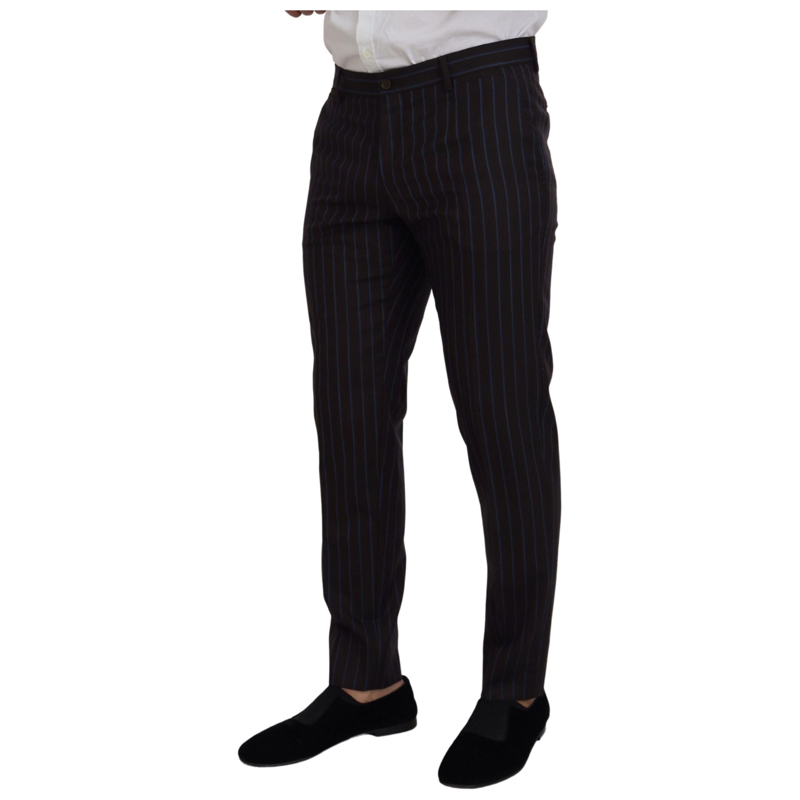 Dolce & Gabbana Black Striped Virgin Wool Suit