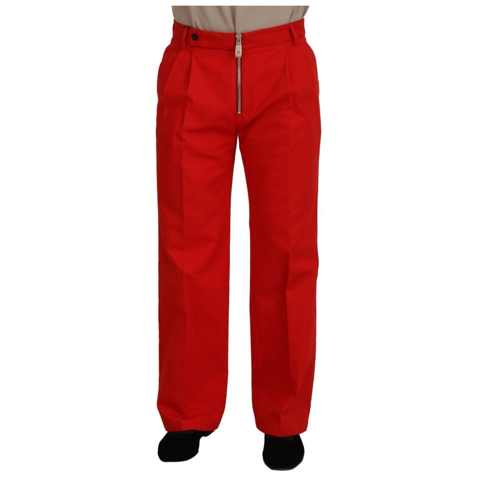 Dolce & Gabbana Red Cotton Pants Stunning Mainline Elegance