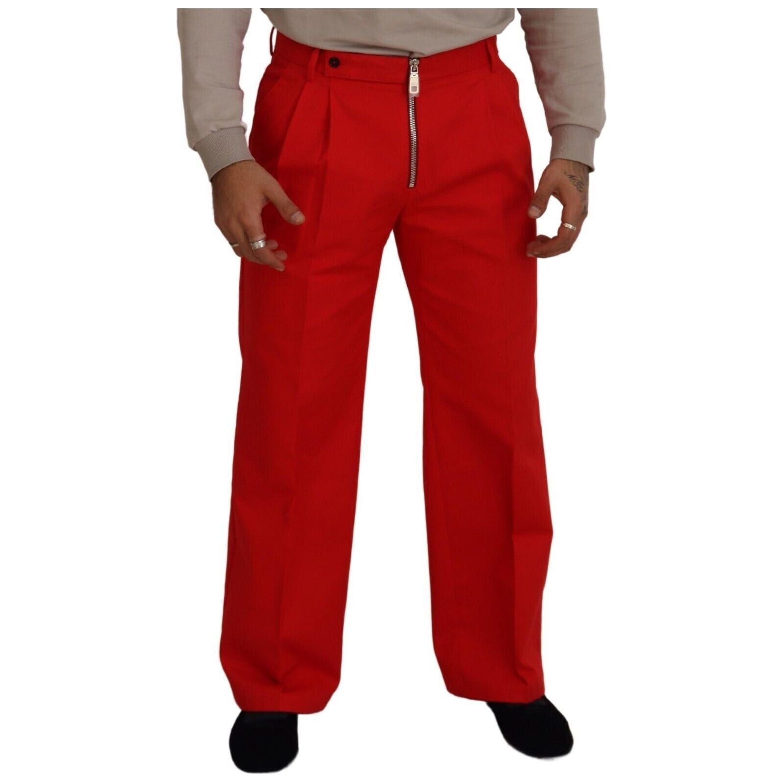 Dolce & Gabbana Red Cotton Pants Stunning Mainline Elegance