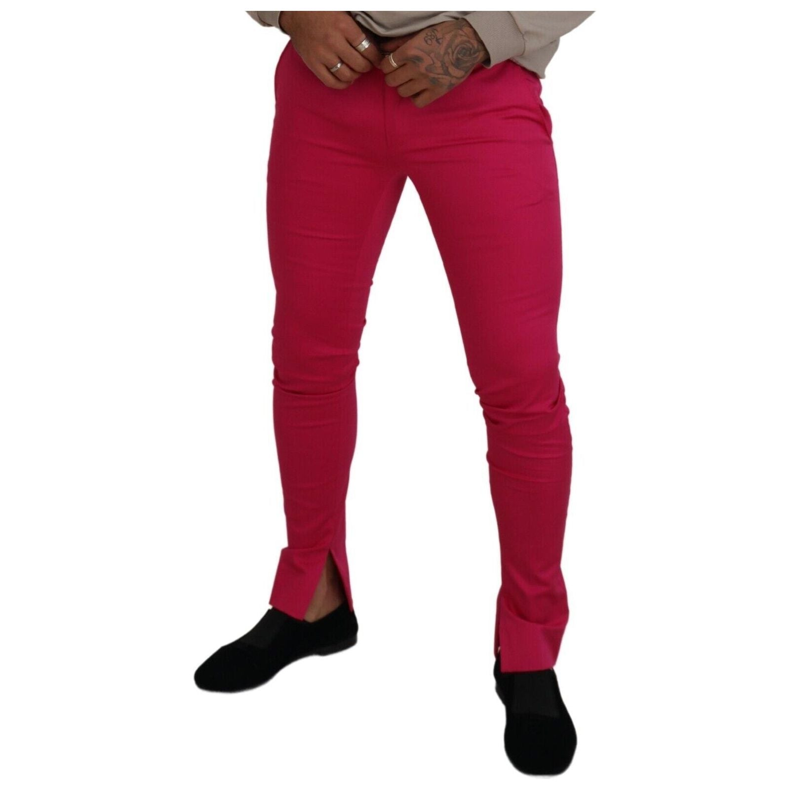 Dolce & Gabbana Chic Pink Cotton Blend Trousers - Luxury Style