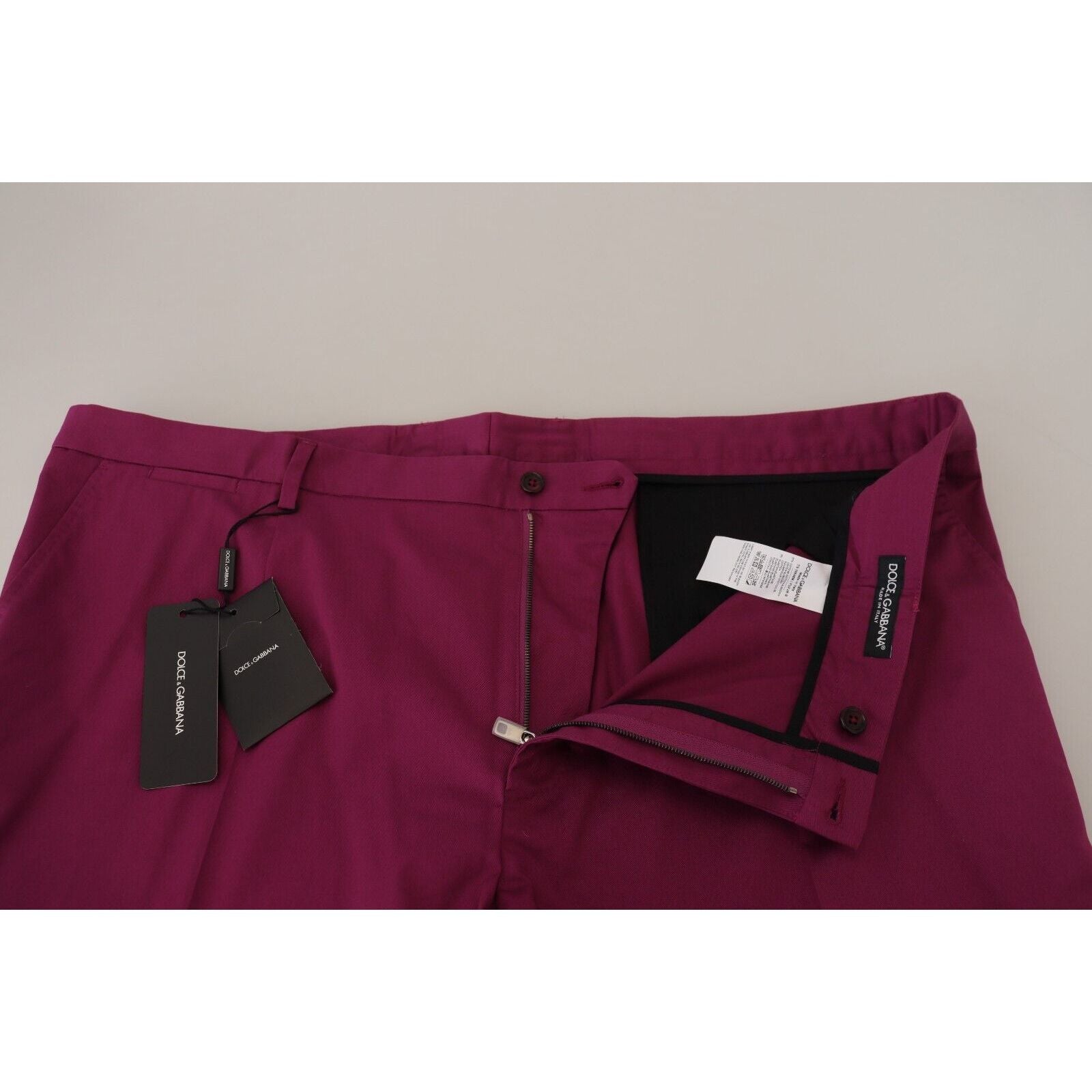 Dolce & Gabbana Magenta Cotton Stretch Pants