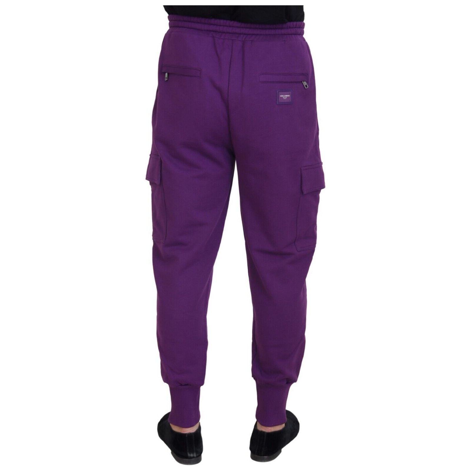 Dolce & Gabbana Elegant Purple Cotton Cargo Sweatpants